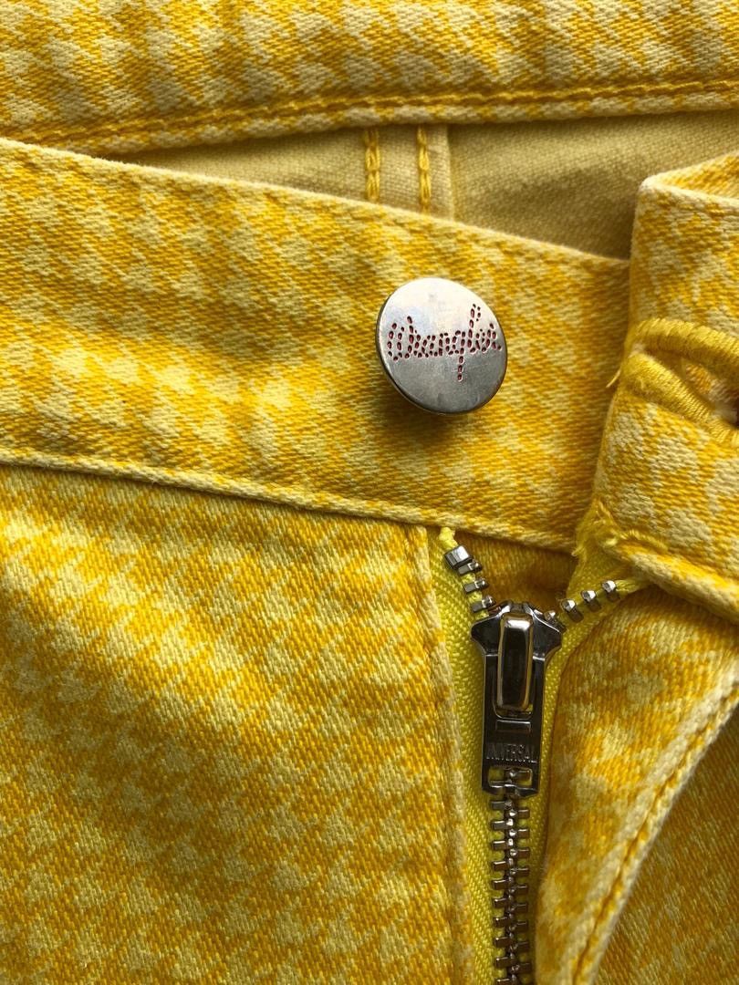 N.Hoolywood N. Hoolywood X Wrangler Yellow Houndstooth Cropped Denim Size US 31 - 3 Thumbnail