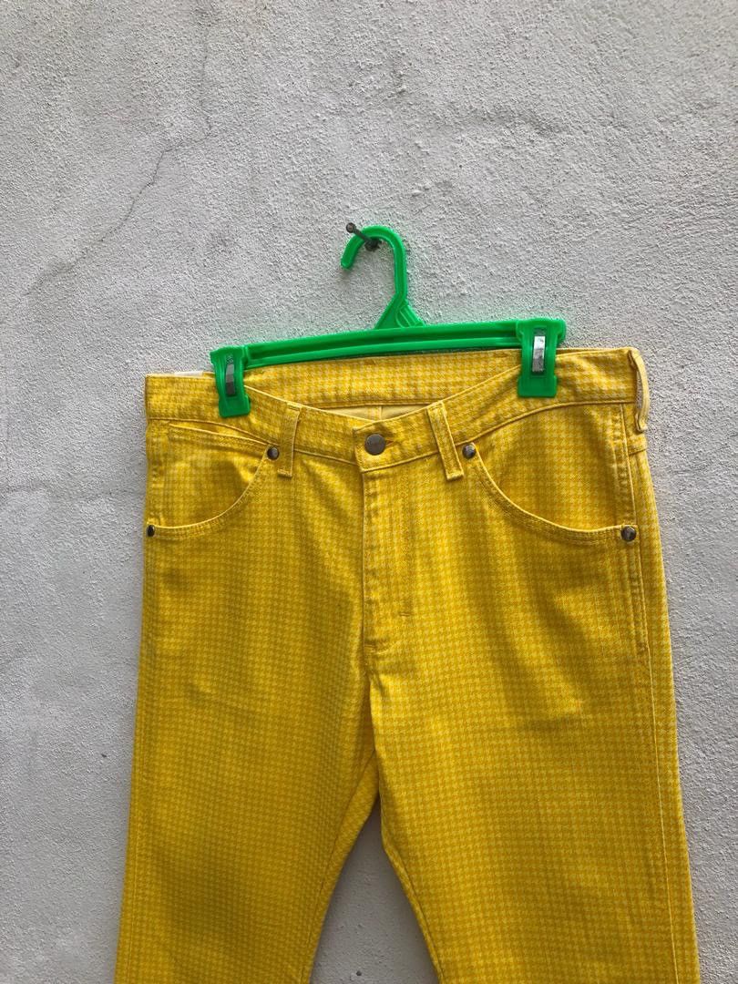N.Hoolywood N. Hoolywood X Wrangler Yellow Houndstooth Cropped Denim Size US 31 - 2 Thumbnail