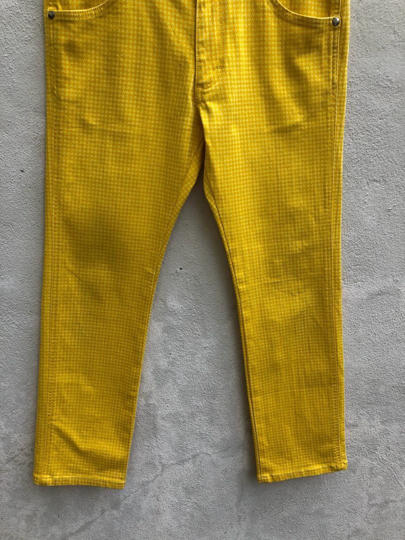 N.Hoolywood N. Hoolywood X Wrangler Yellow Houndstooth Cropped Denim Size US 31 - 5 Thumbnail
