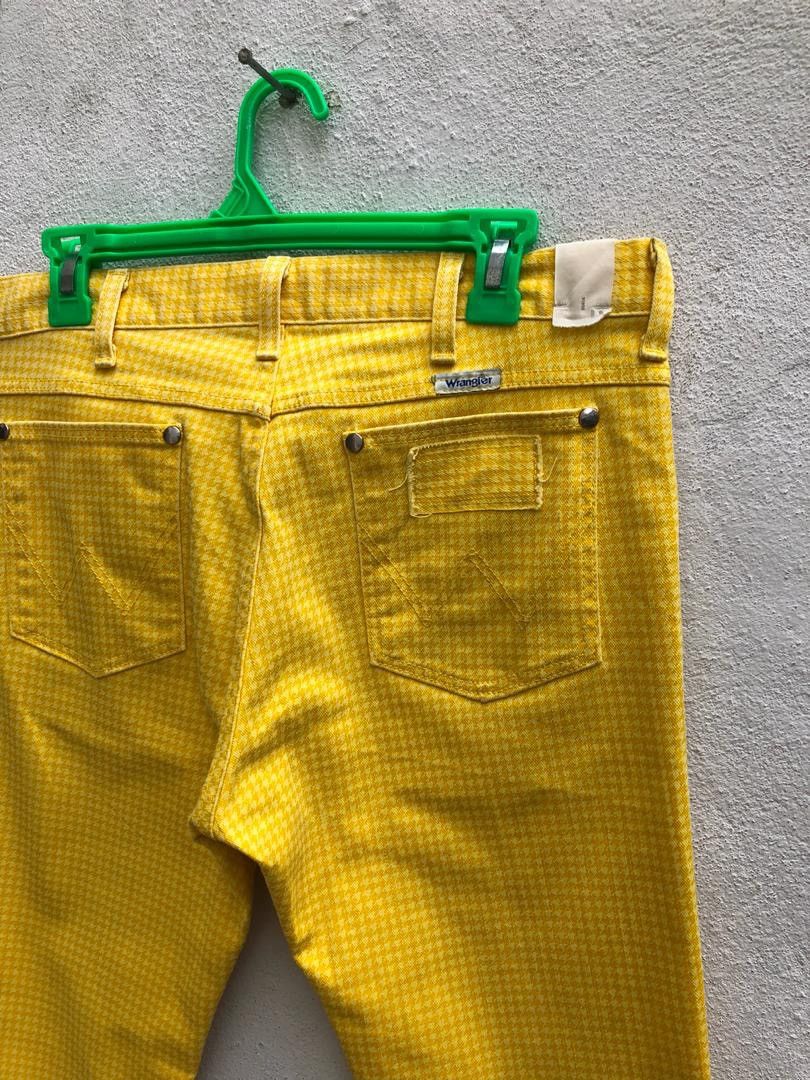 N.Hoolywood N. Hoolywood X Wrangler Yellow Houndstooth Cropped Denim Size US 31 - 8 Thumbnail