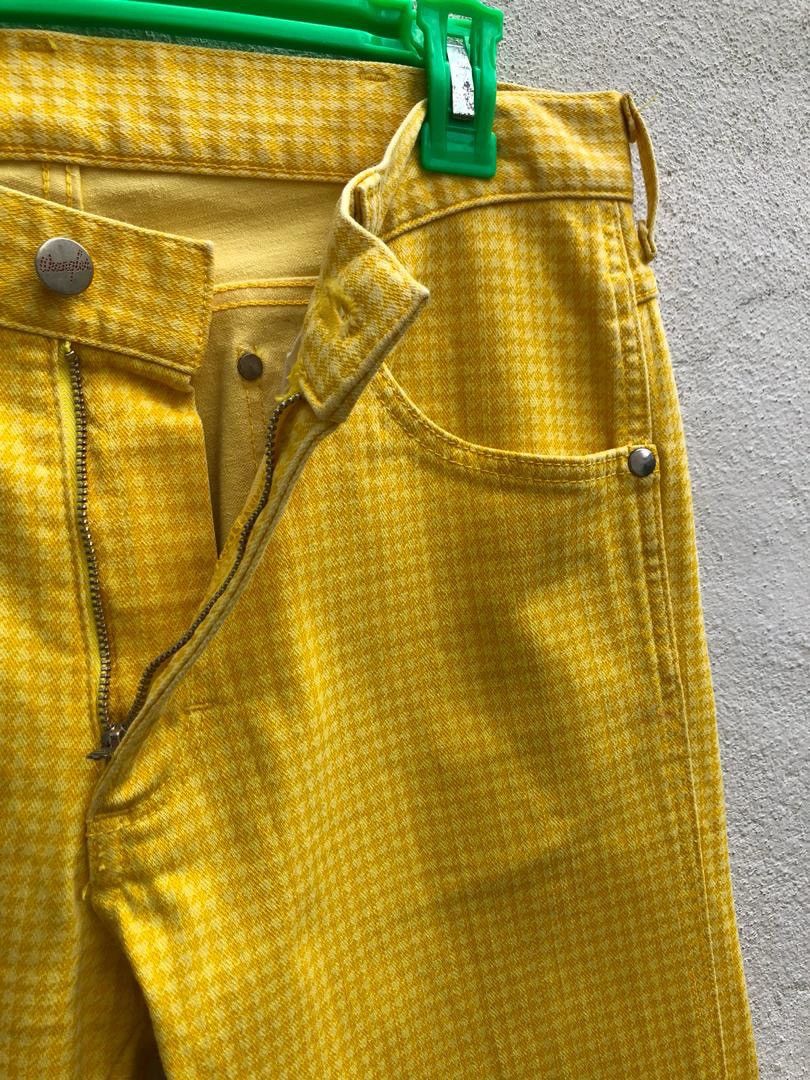 N.Hoolywood N. Hoolywood X Wrangler Yellow Houndstooth Cropped Denim Size US 31 - 4 Thumbnail
