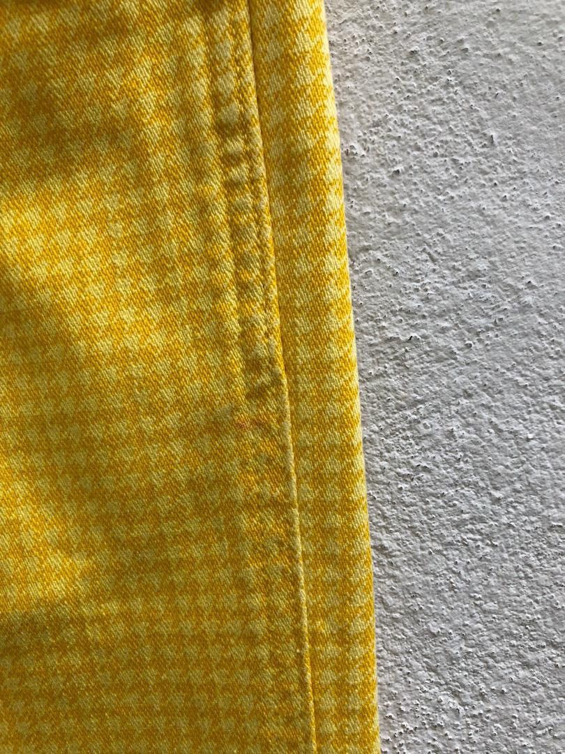 N.Hoolywood N. Hoolywood X Wrangler Yellow Houndstooth Cropped Denim Size US 31 - 6 Thumbnail