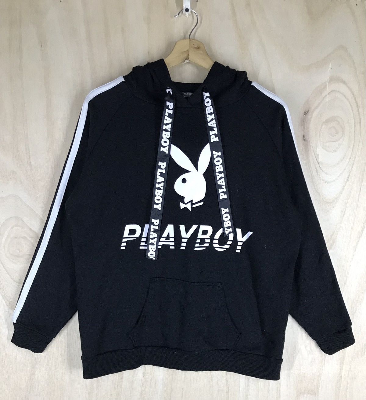 image of Playboy Bunny Fullprint Hoodies in Black, Women's (Size Large)
