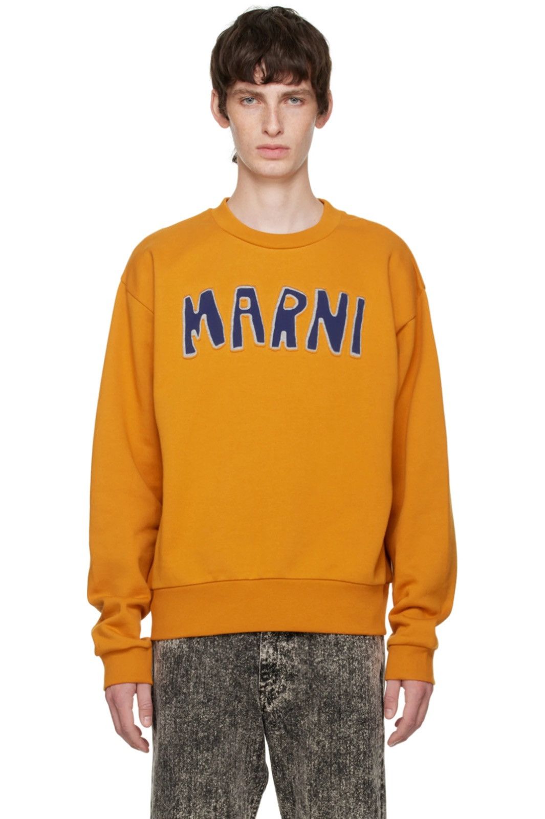 Marni FW22 Aplique Logo Sweatshirt in Sun Orange Size US L / EU 52-54 / 3 - 6 Thumbnail