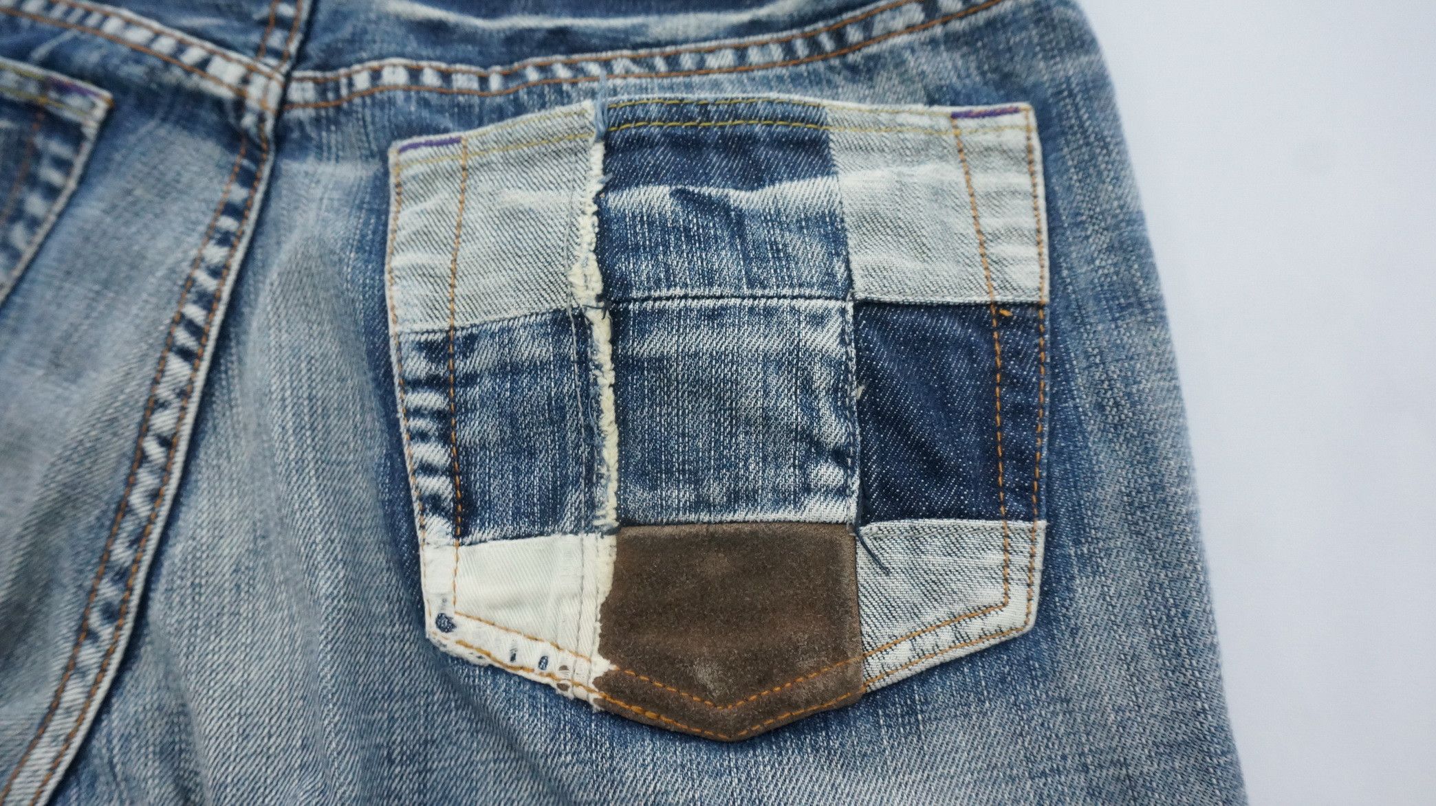 Japanese Brand Dope! TAKEO KIKUCHI Vtg Worn Distressed Patch Pocket Jeans Size US 30 / EU 46 - 19 Thumbnail