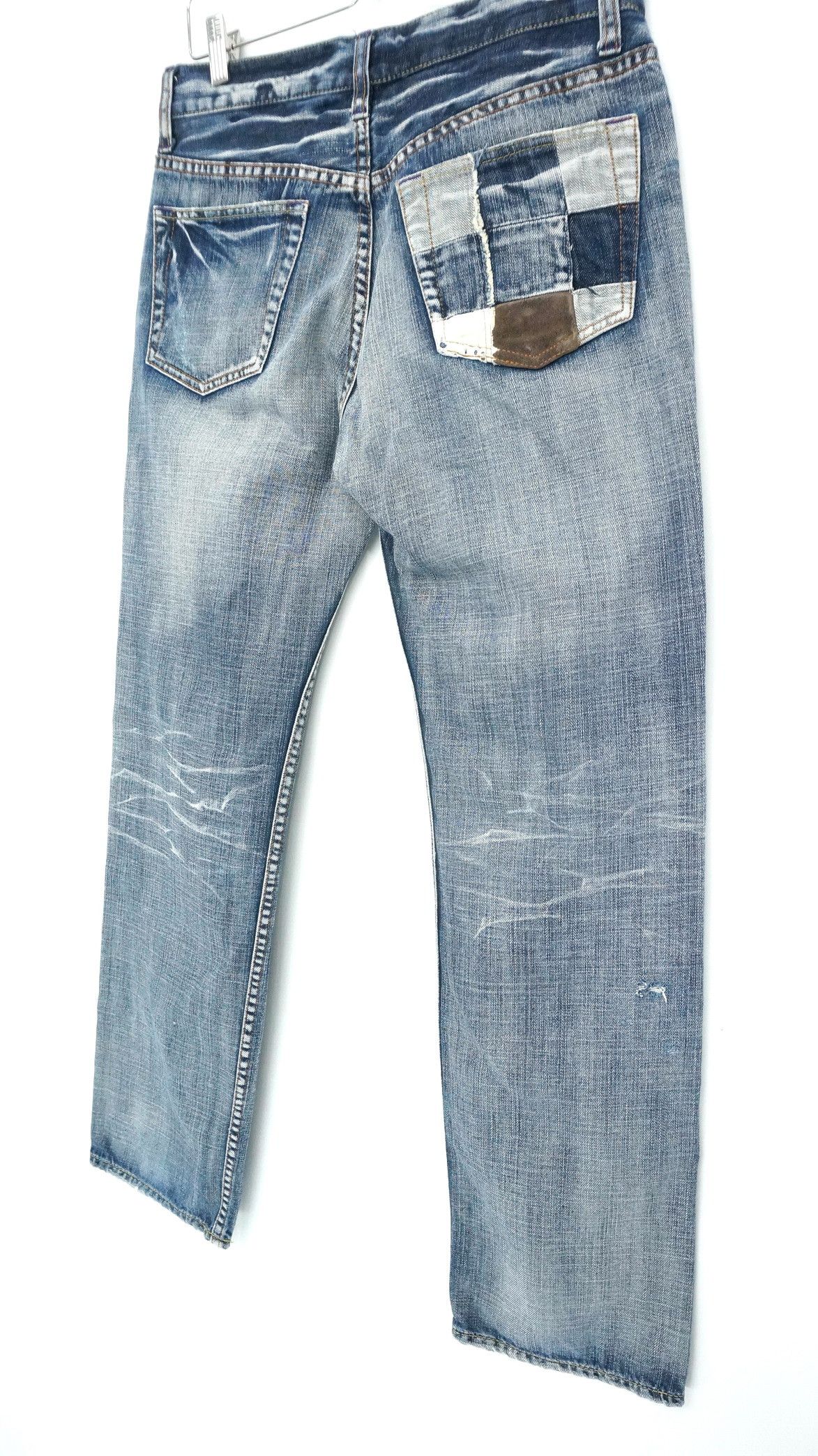 Japanese Brand Dope! TAKEO KIKUCHI Vtg Worn Distressed Patch Pocket Jeans Size US 30 / EU 46 - 12 Thumbnail