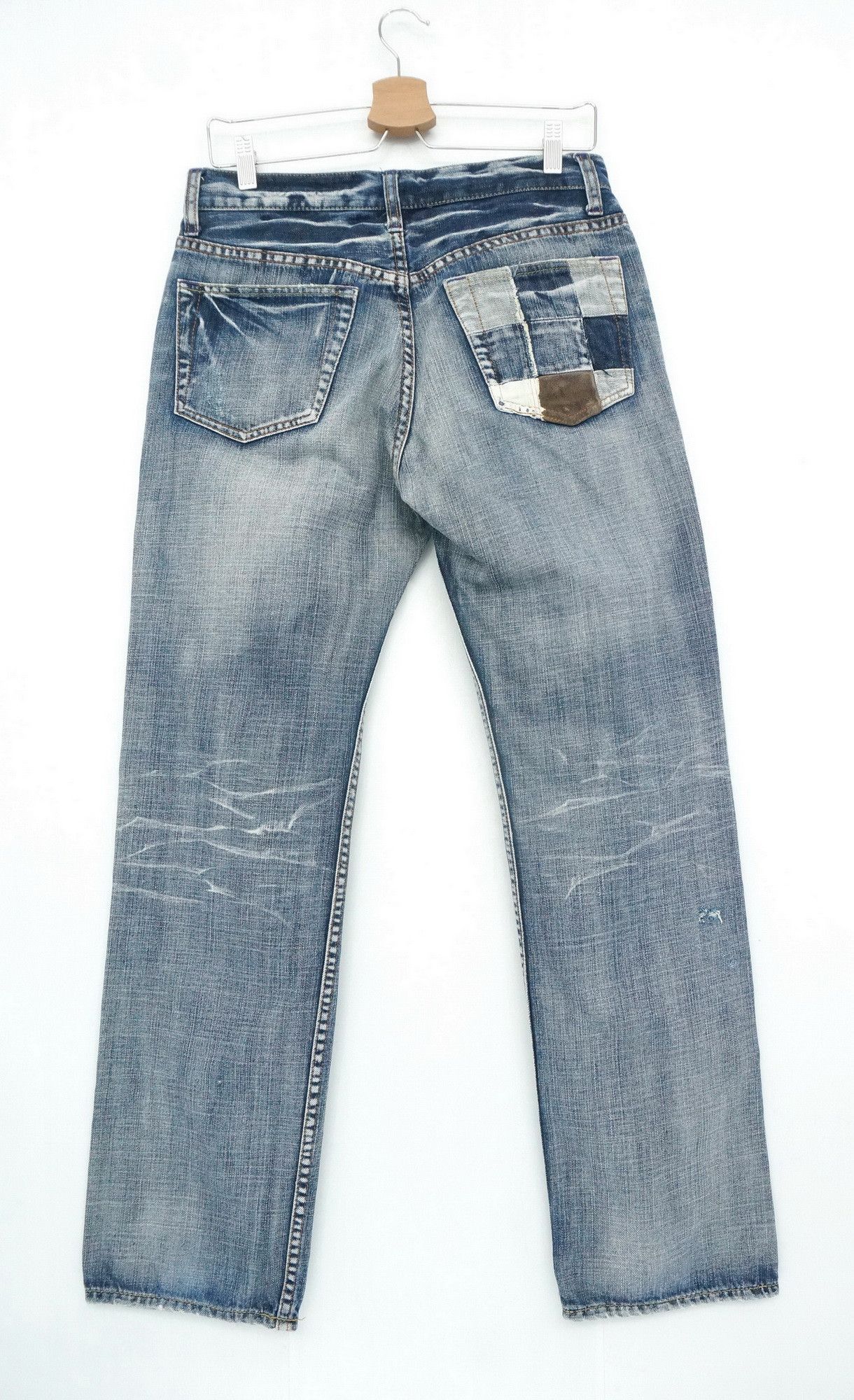 Japanese Brand Dope! TAKEO KIKUCHI Vtg Worn Distressed Patch Pocket Jeans Size US 30 / EU 46 - 1 Thumbnail