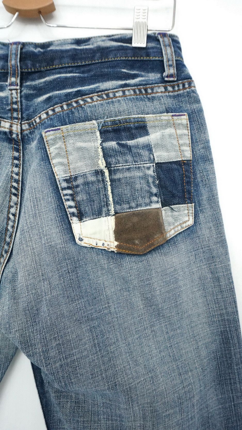 Japanese Brand Dope! TAKEO KIKUCHI Vtg Worn Distressed Patch Pocket Jeans Size US 30 / EU 46 - 6 Thumbnail