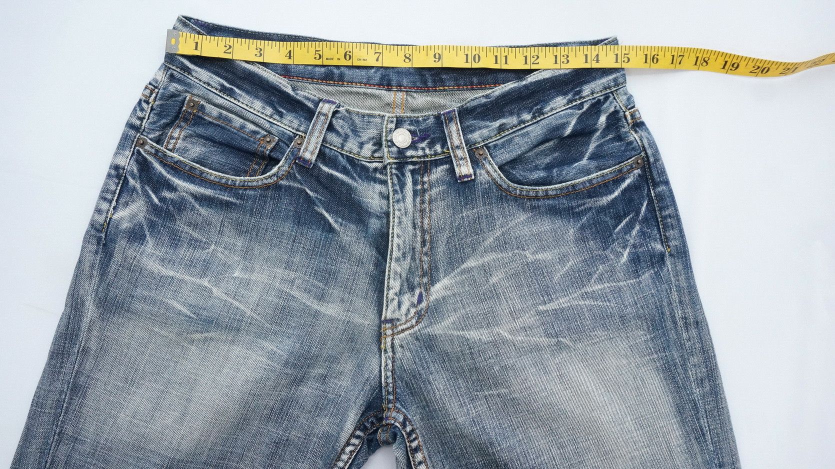 Japanese Brand Dope! TAKEO KIKUCHI Vtg Worn Distressed Patch Pocket Jeans Size US 30 / EU 46 - 14 Thumbnail