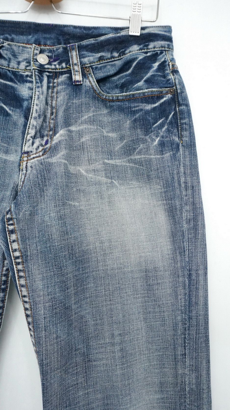 Japanese Brand Dope! TAKEO KIKUCHI Vtg Worn Distressed Patch Pocket Jeans Size US 30 / EU 46 - 5 Thumbnail