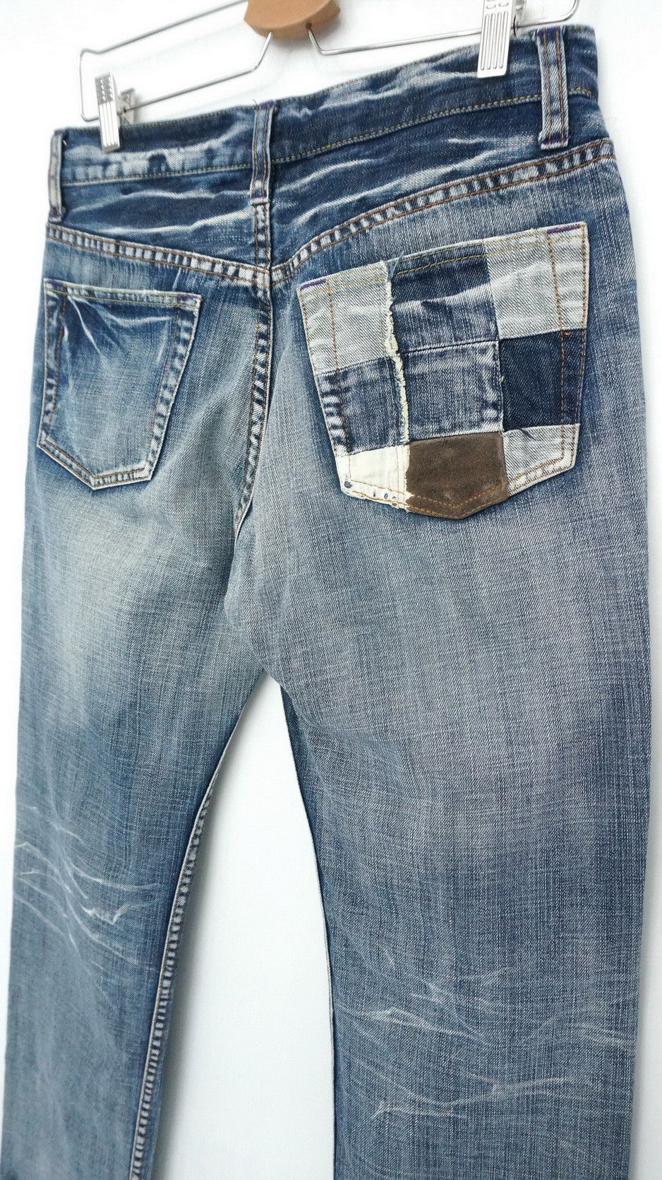 Japanese Brand Dope! TAKEO KIKUCHI Vtg Worn Distressed Patch Pocket Jeans Size US 30 / EU 46 - 3 Thumbnail