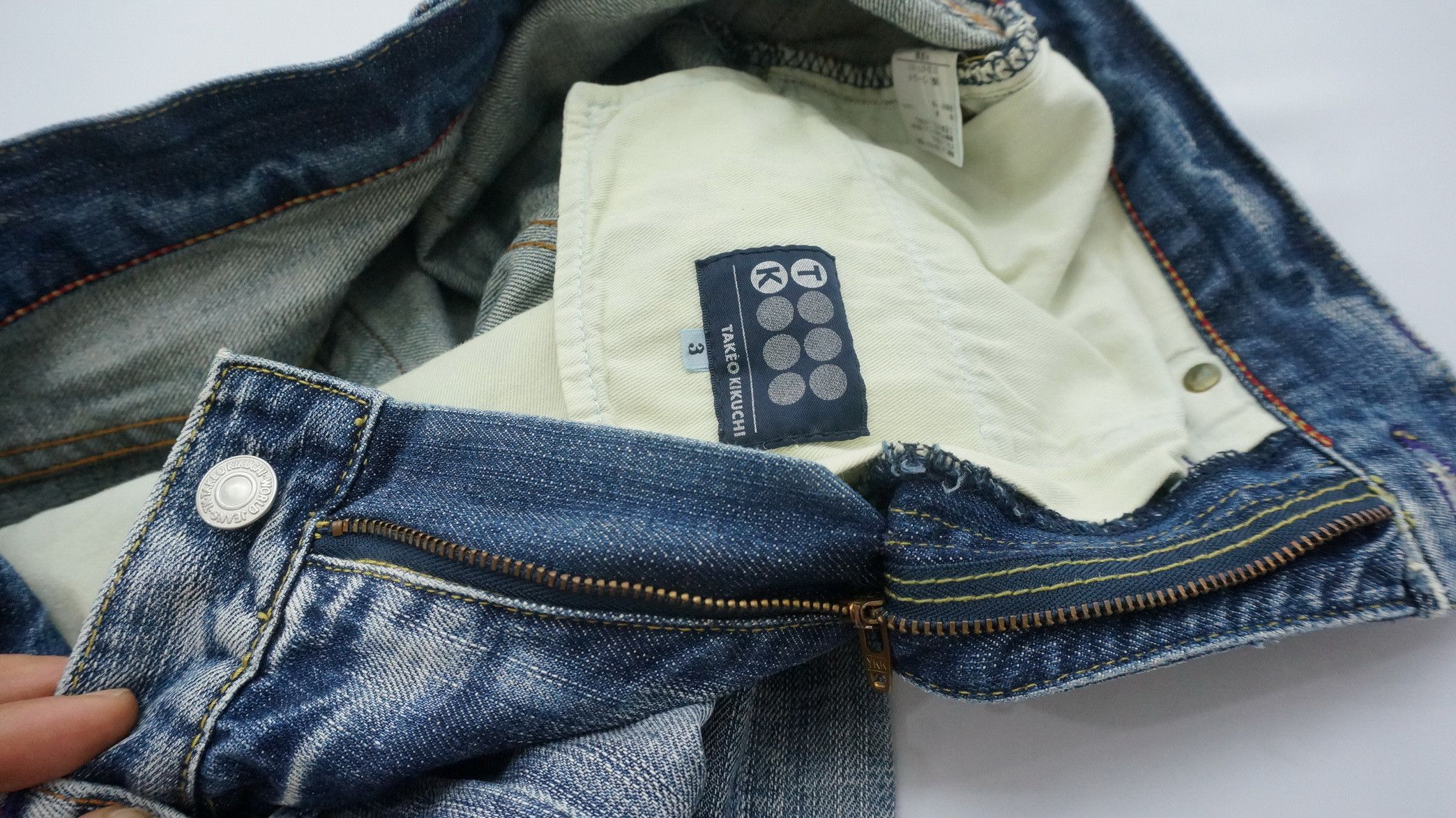 Japanese Brand Dope! TAKEO KIKUCHI Vtg Worn Distressed Patch Pocket Jeans Size US 30 / EU 46 - 20 Thumbnail