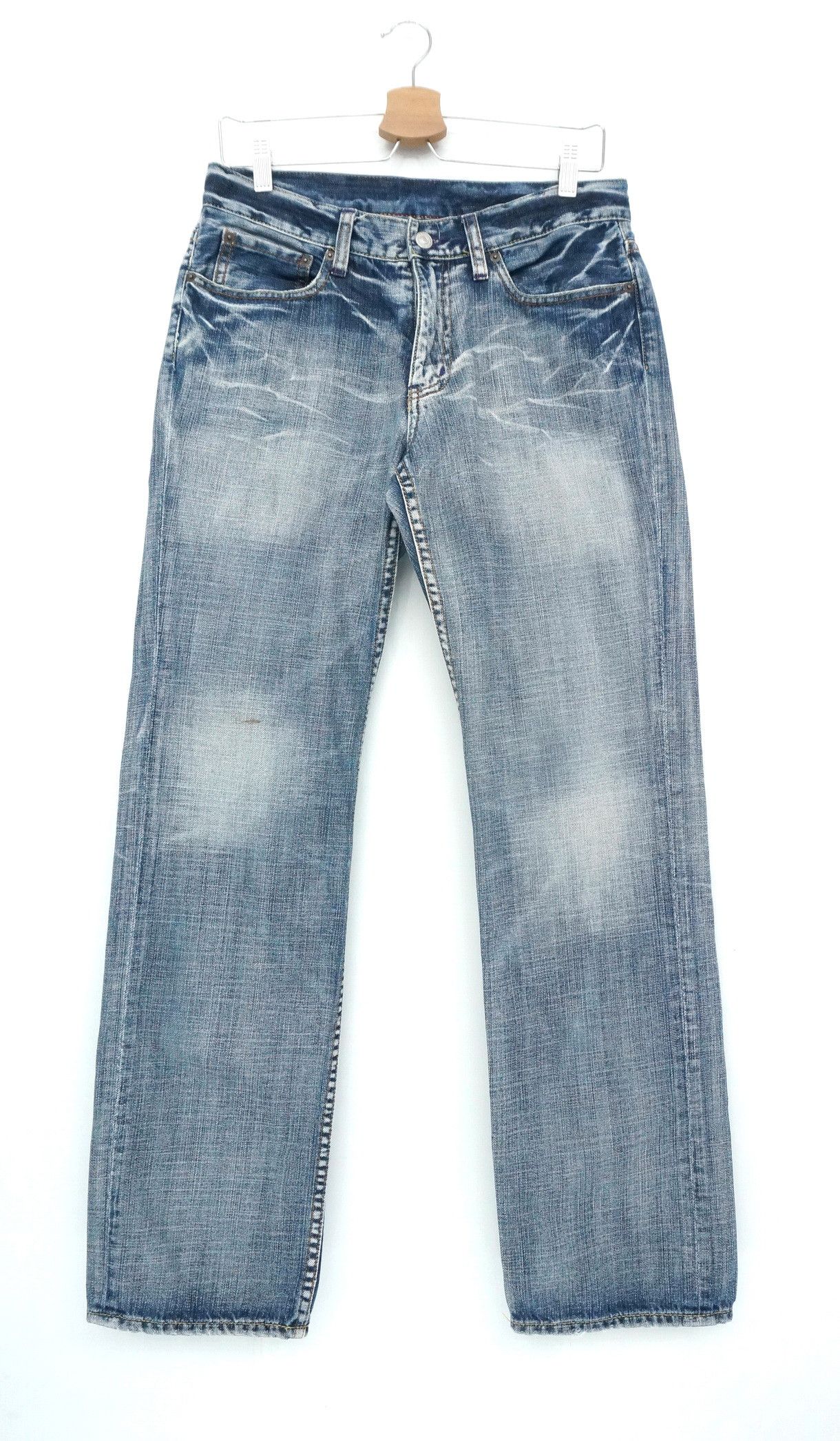 Japanese Brand Dope! TAKEO KIKUCHI Vtg Worn Distressed Patch Pocket Jeans Size US 30 / EU 46 - 2 Thumbnail