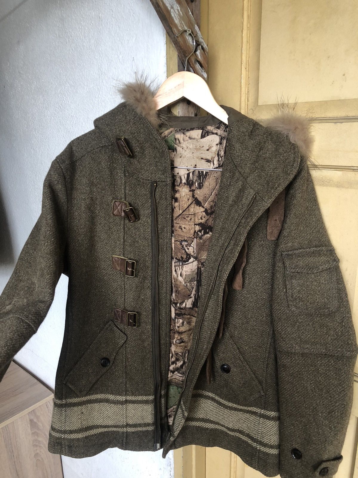 Issey Miyake Vintage Tete Homme Issey Miyake Mossy Oaks Wool Duffle Coat Size US S / EU 44-46 / 1 - 7 Thumbnail