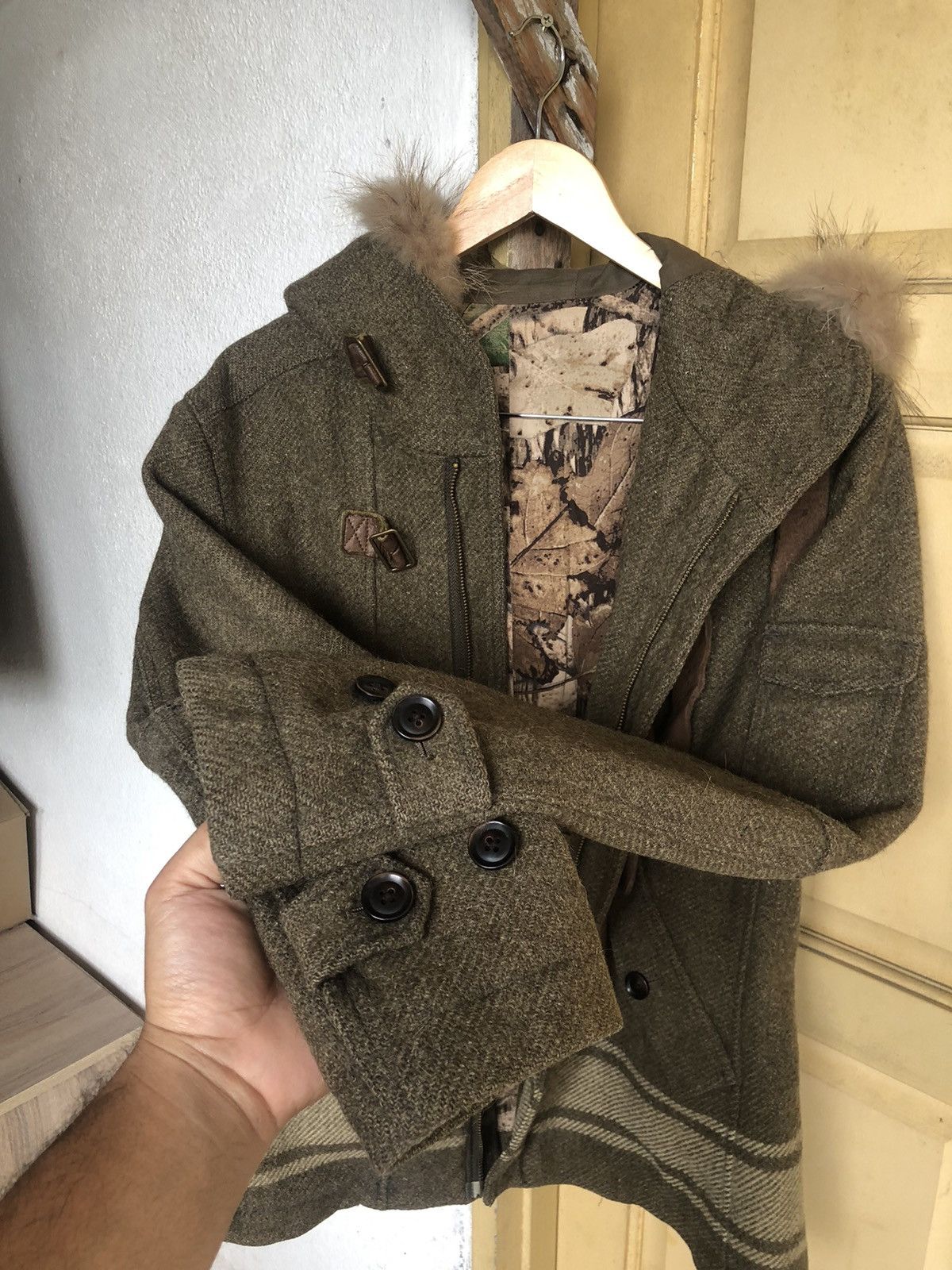 Issey Miyake Vintage Tete Homme Issey Miyake Mossy Oaks Wool Duffle Coat Size US S / EU 44-46 / 1 - 8 Thumbnail