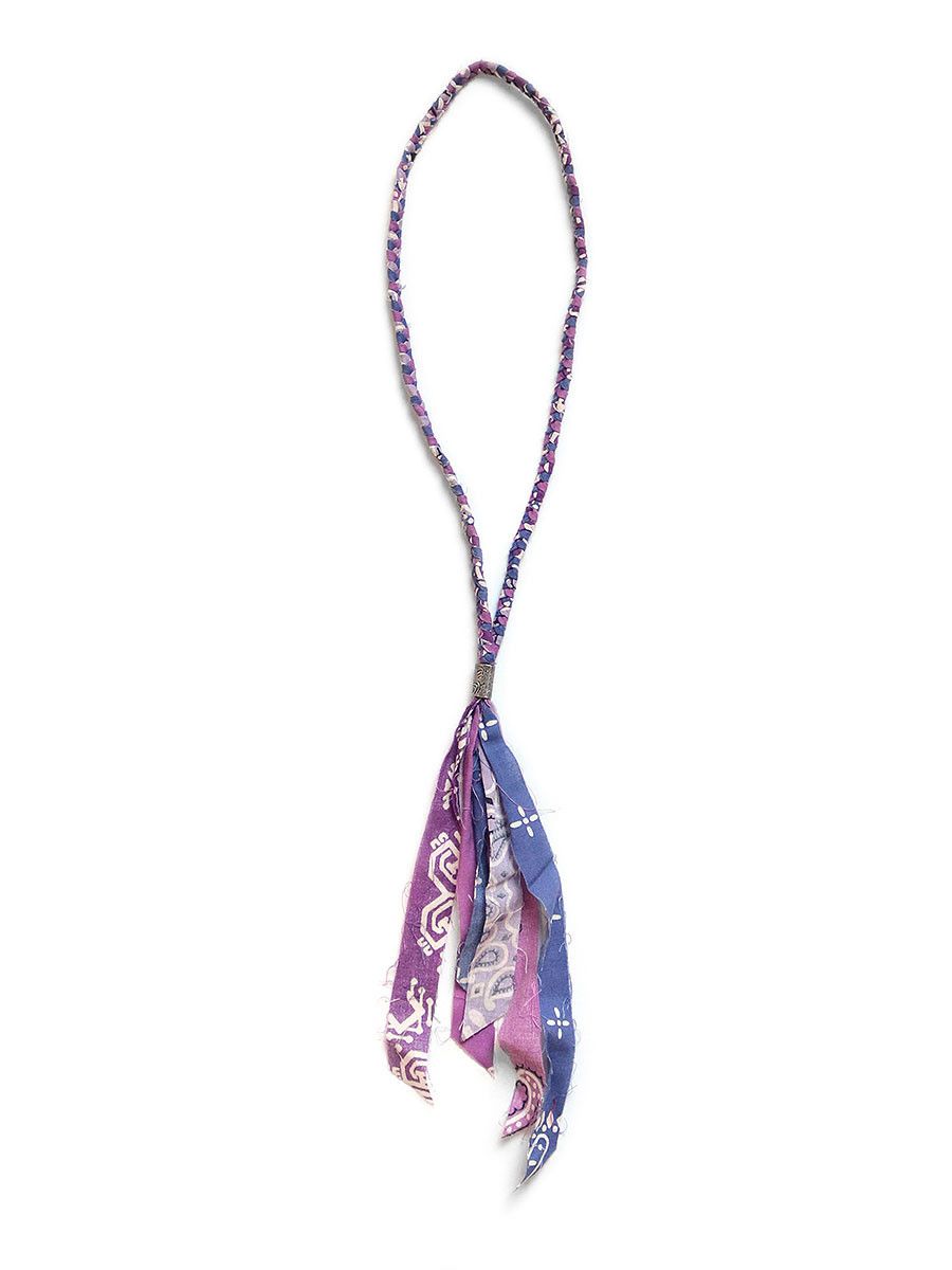 image of Kapital Gauze Bandana Fringe Necklace in Light Purple, Men's