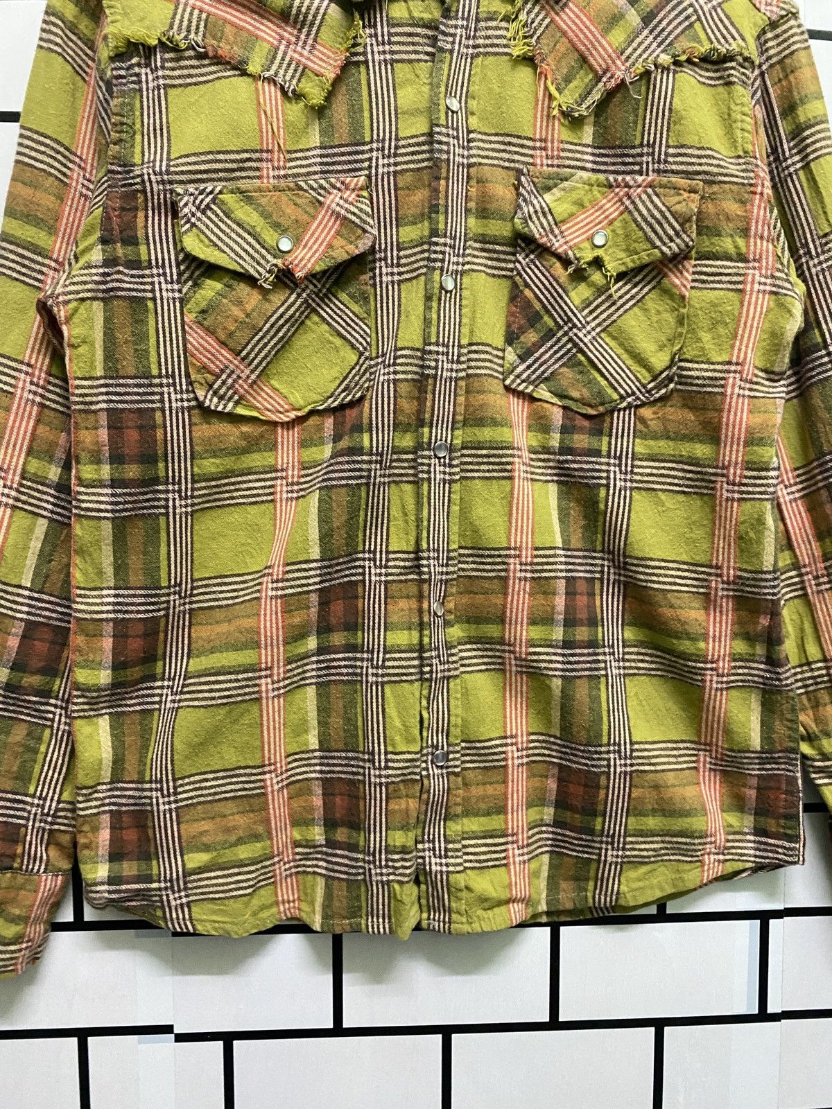 Designer × Japanese Brand × Vintage spon.G Checked Tartan Distressed Design Flannel Size US M / EU 48-50 / 2 - 6 Thumbnail