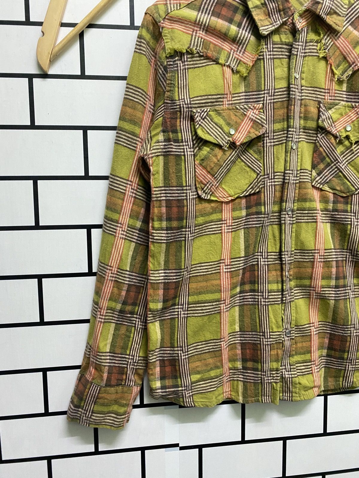 Designer × Japanese Brand × Vintage spon.G Checked Tartan Distressed Design Flannel Size US M / EU 48-50 / 2 - 4 Thumbnail