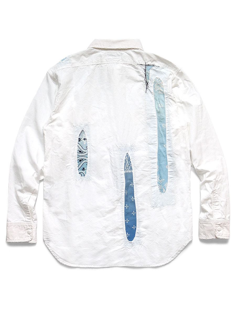 image of Kapital Ox Kountry Bandana Remake Work Shirt in White, Men's (Size Medium)