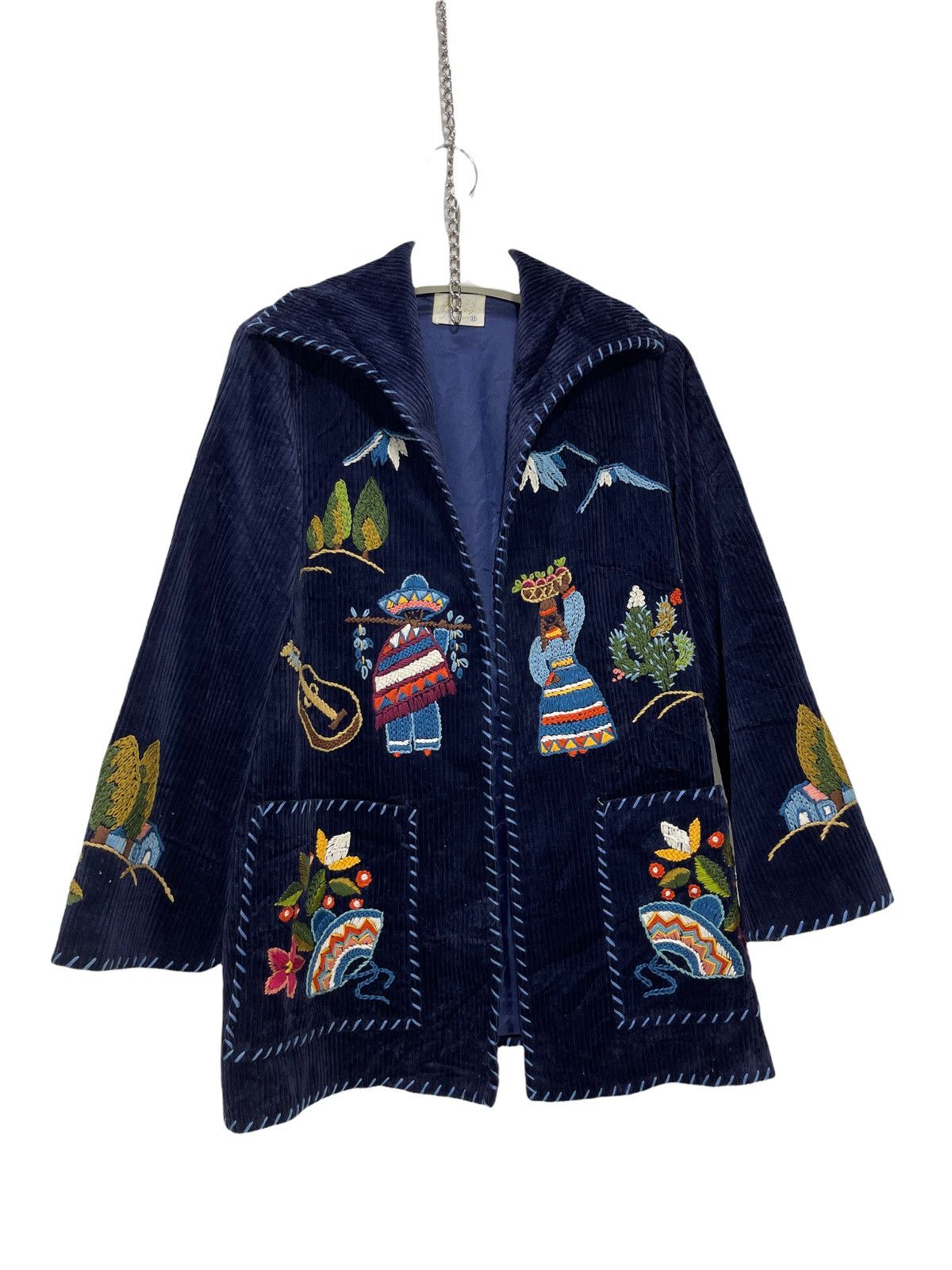 Art Comes First Vtg Full Hand Embroy Mexican Motive Corduroy Jacket 26🟩 Size US M / EU 48-50 / 2 - 1 Thumbnail
