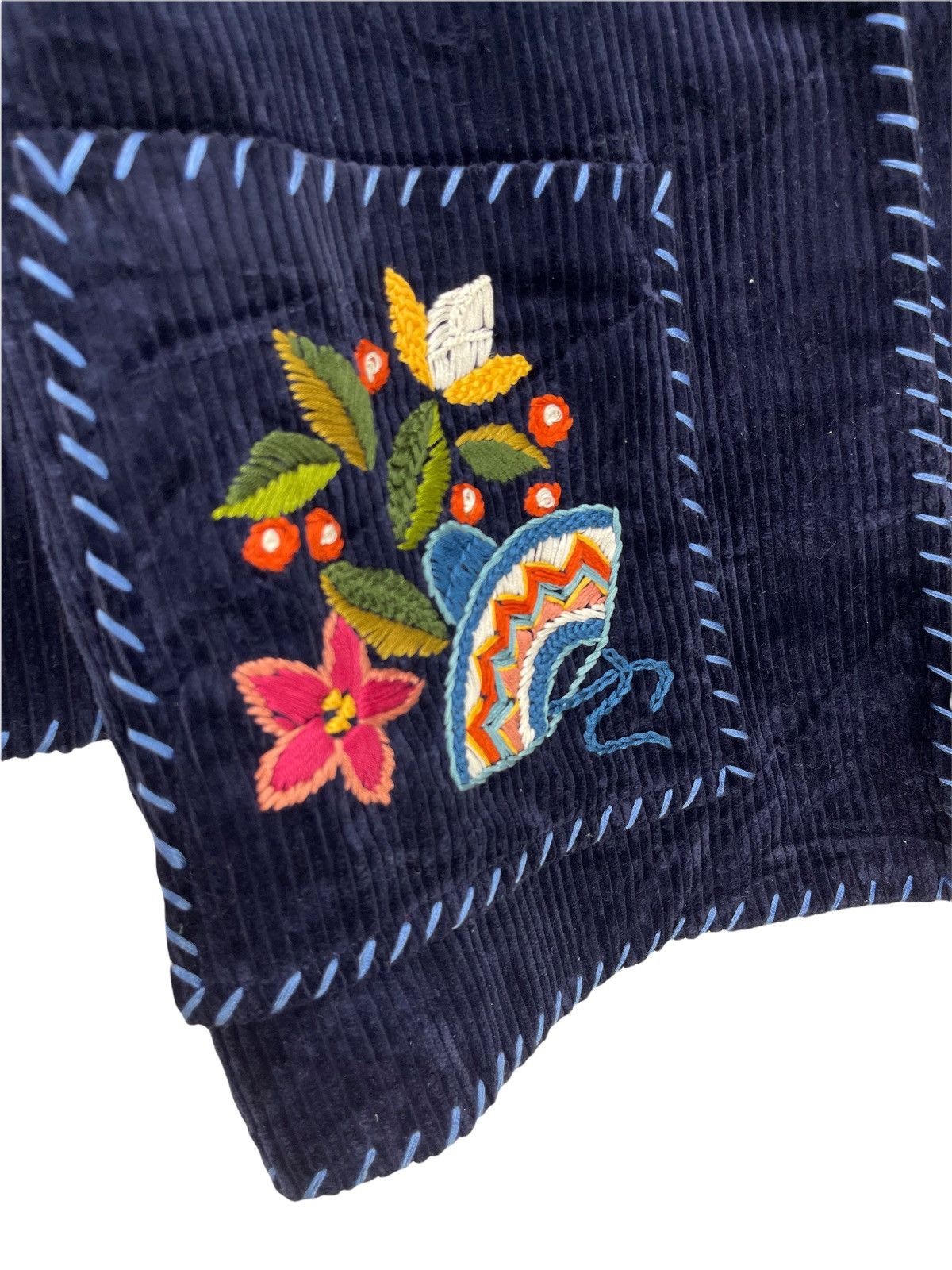 Art Comes First Vtg Full Hand Embroy Mexican Motive Corduroy Jacket 26🟩 Size US M / EU 48-50 / 2 - 3 Thumbnail