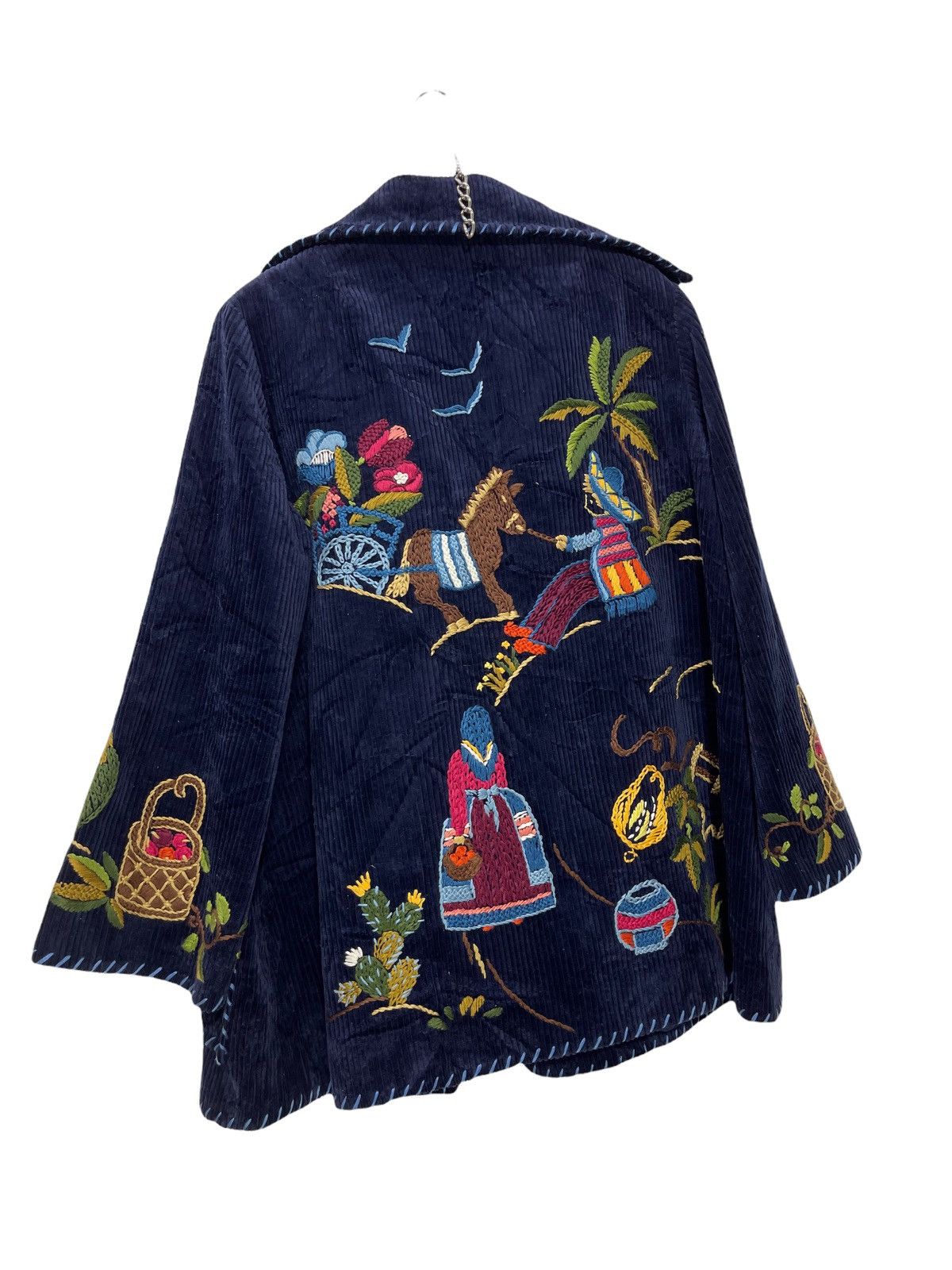 Art Comes First Vtg Full Hand Embroy Mexican Motive Corduroy Jacket 26🟩 Size US M / EU 48-50 / 2 - 7 Thumbnail