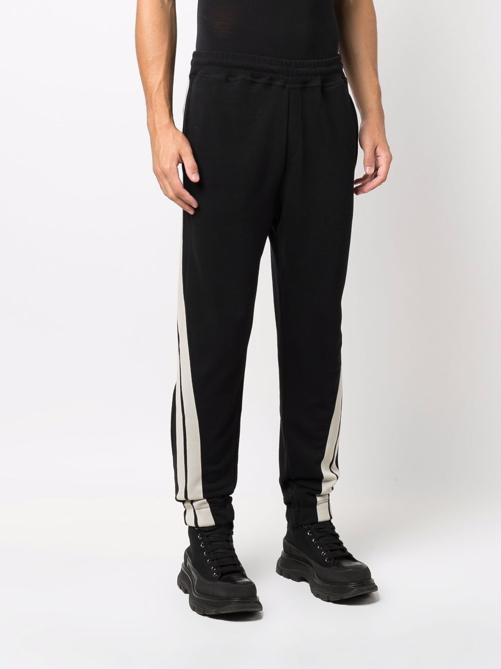 image of Msgm Black Side Stripe Cotton Sweat Pants Jogger Medium, Men's (Size 32)