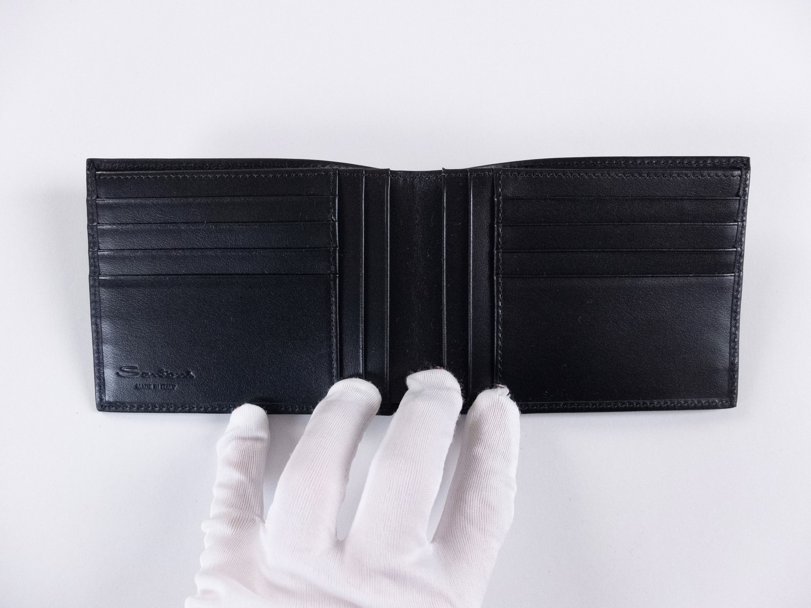 Santoni SANTONI black classic leather bifold wallet billfold Italy Size ONE SIZE - 4 Thumbnail