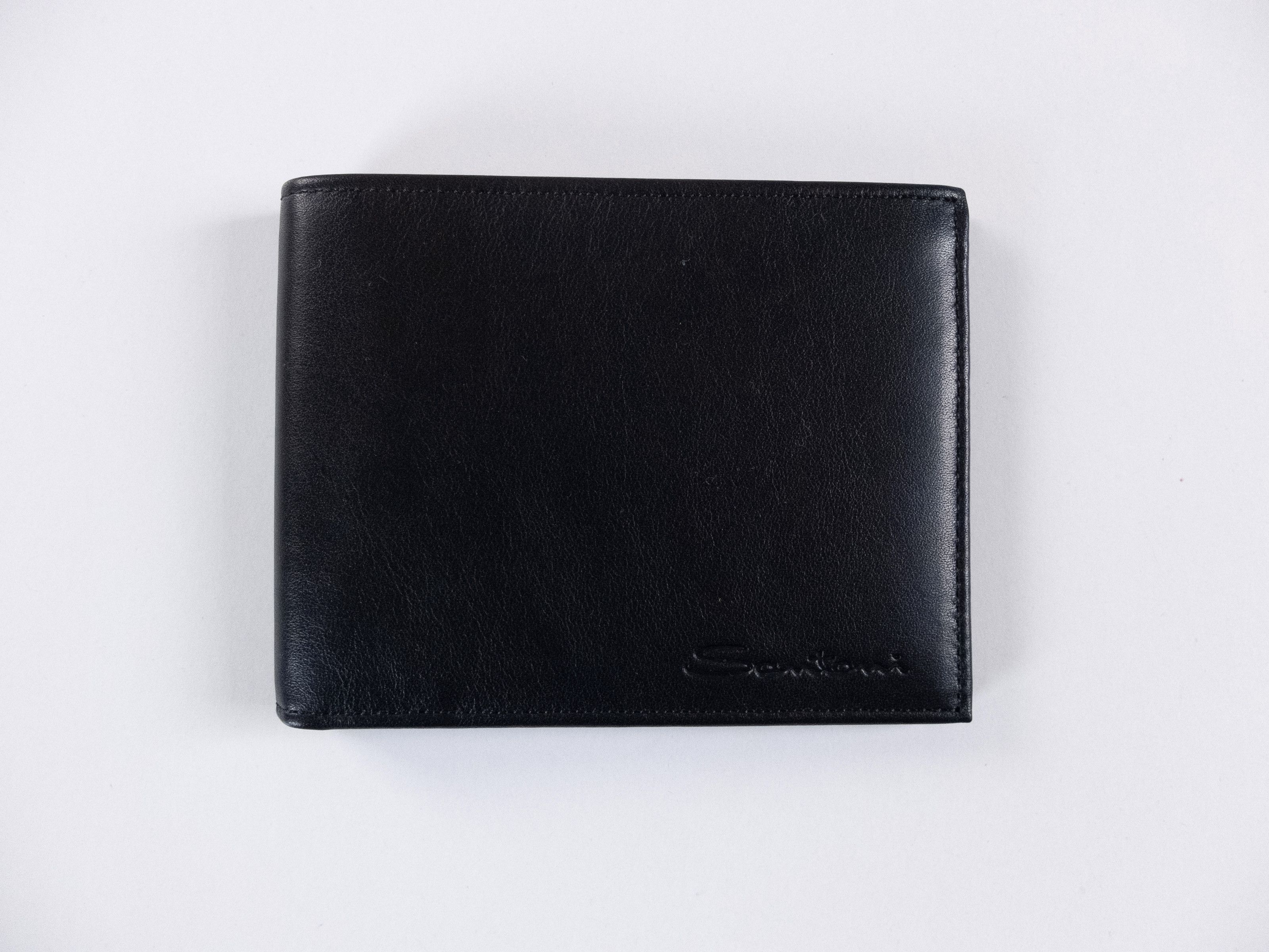 Santoni SANTONI black classic leather bifold wallet billfold Italy Size ONE SIZE - 1 Thumbnail