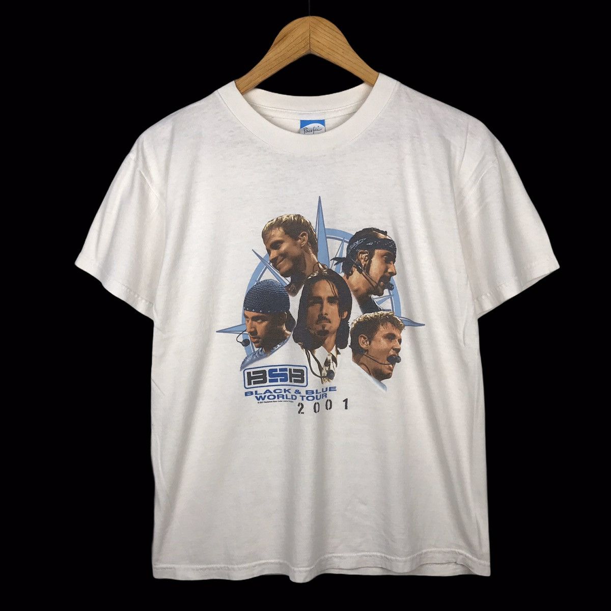 image of Band Tees x Tour Tee Vintage Y2K Backstreet Boys “Black And Blue” World Tour in White (Size Small)