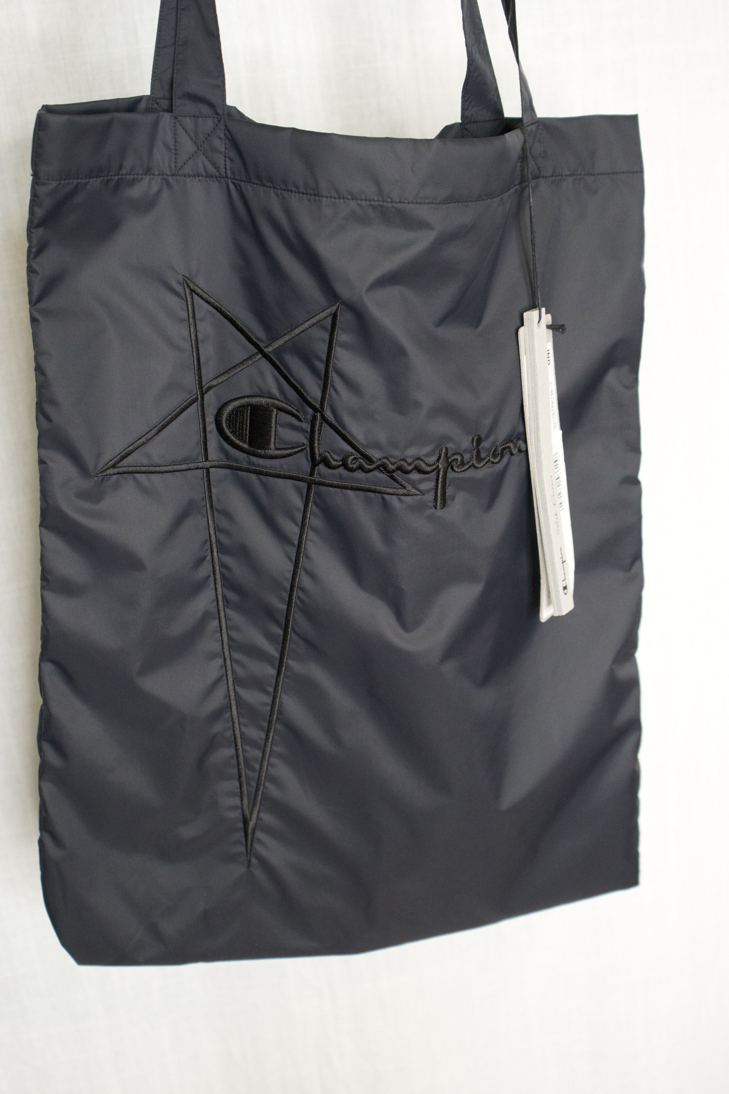 Champion × Rick Owens BNWT Black Champion Edition Nylon Shopper Tote Bag Size ONE SIZE - 1 Thumbnail