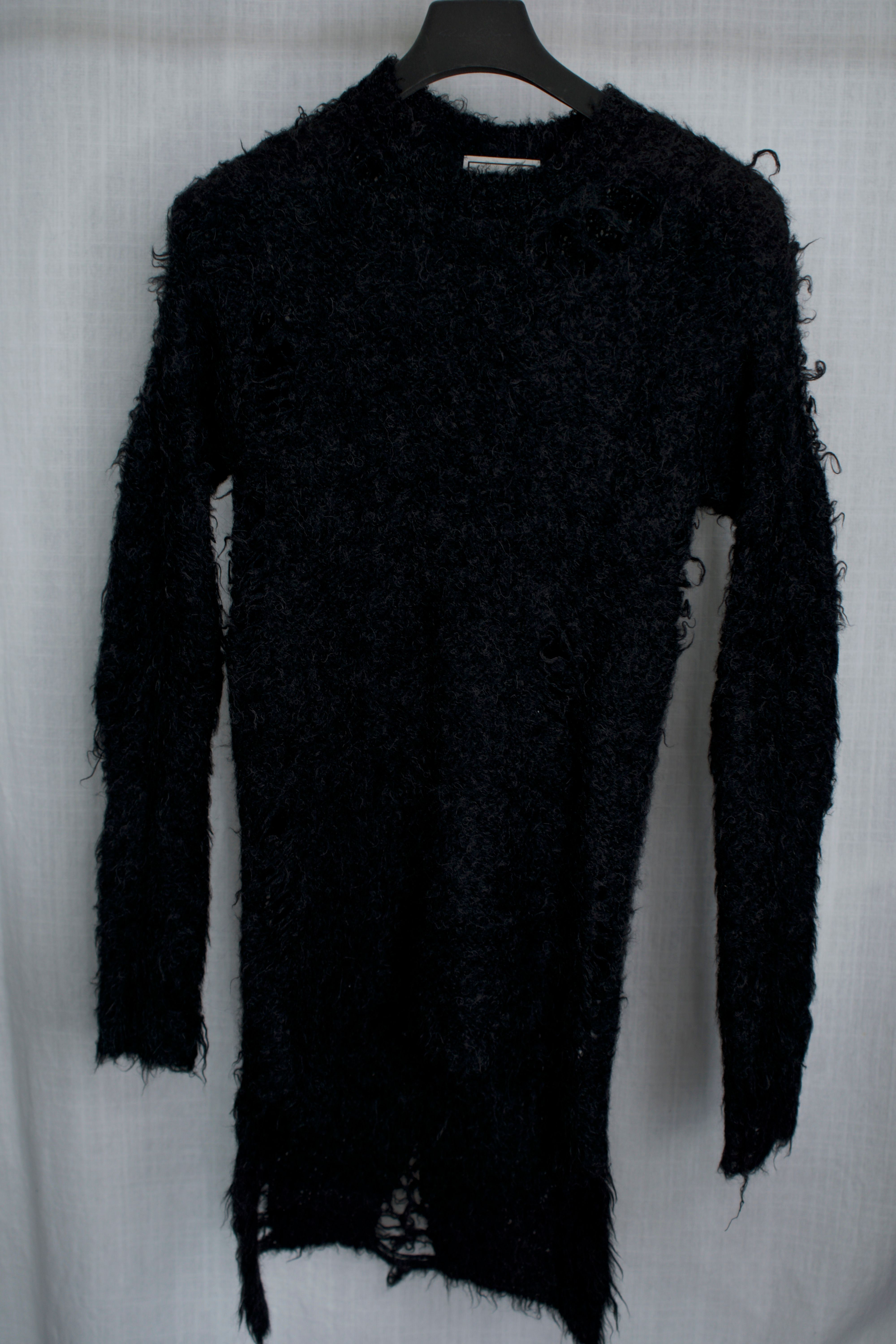 Pre-owned Miharayasuhiro Black Alpaca Distressed Sweater