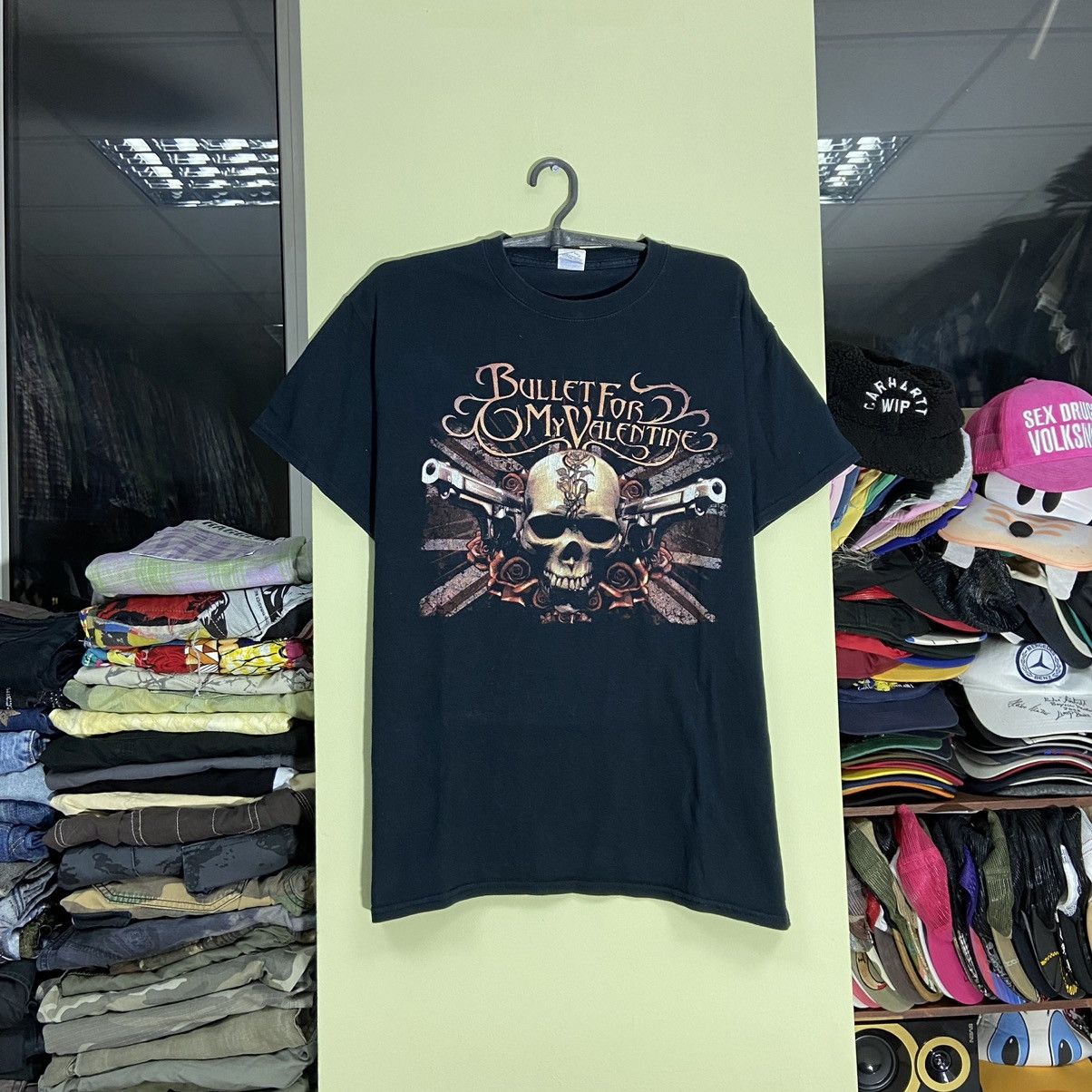 image of Band Tees x Rock Tees Vintage Y2K Bullet For My Valentine Tour Tee Band Rock Shirt in Black (Size M