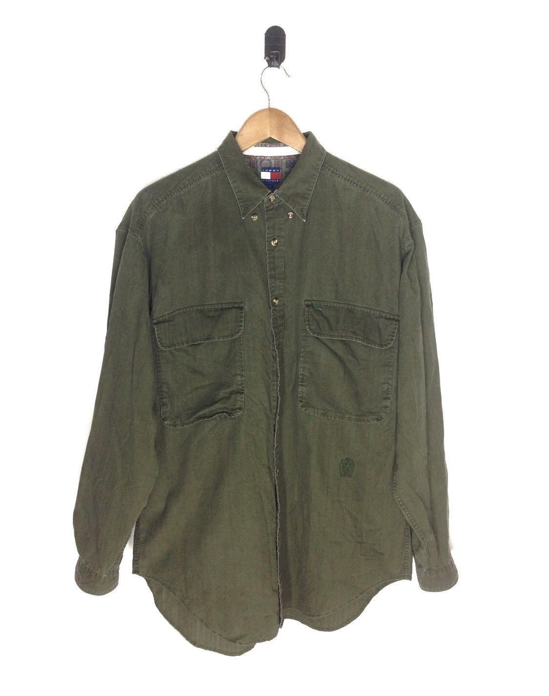 Tommy Hilfiger Tommy Hilfiger Men's Button Down Shirt Size L Army Surplus Size US L / EU 52-54 / 3 - 1 Thumbnail