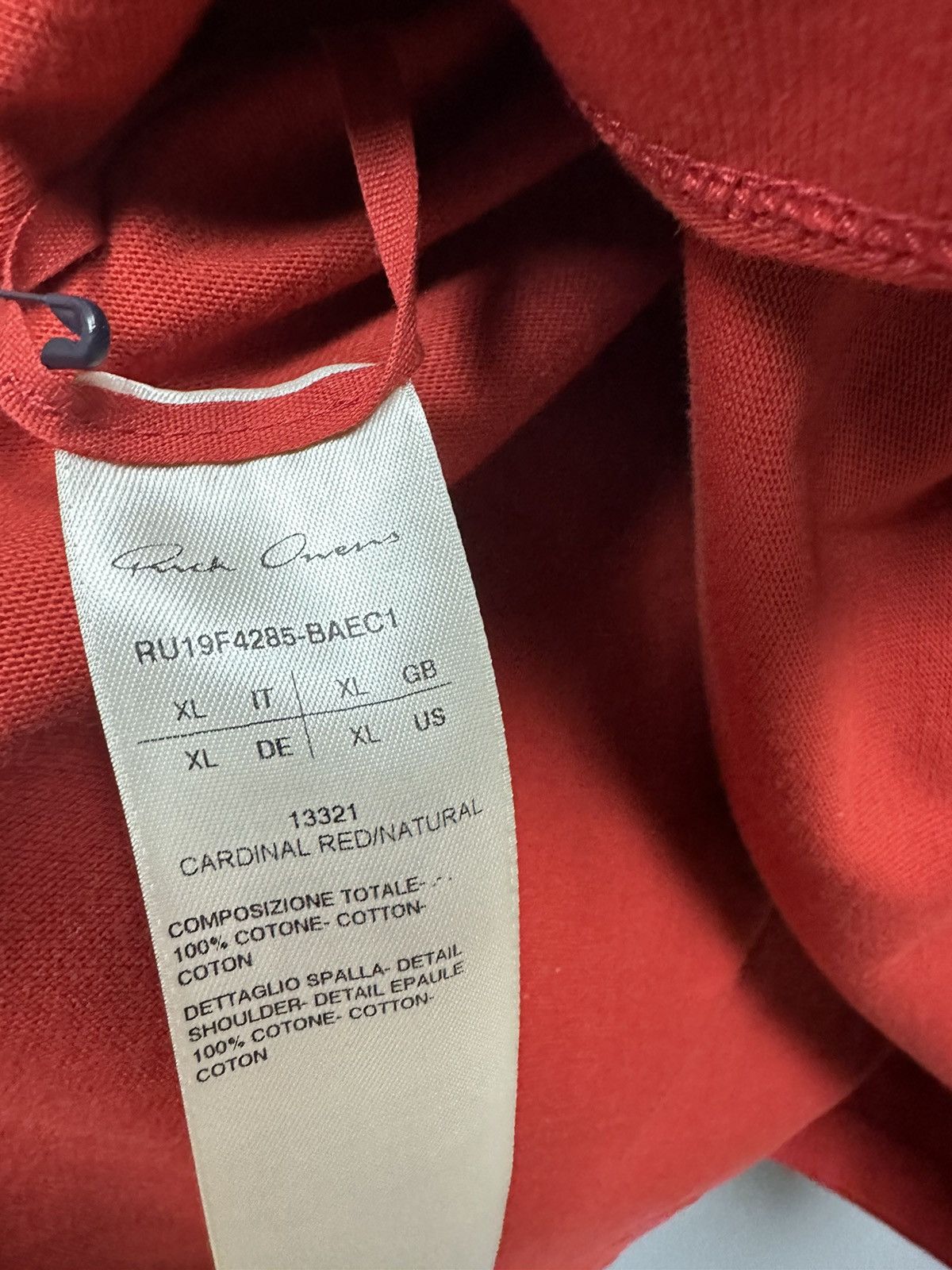 Rick Owens FW19 ‘LARRY’ Cardinal Red Pullover Hoodie Size US XL / EU 56 / 4 - 8 Thumbnail