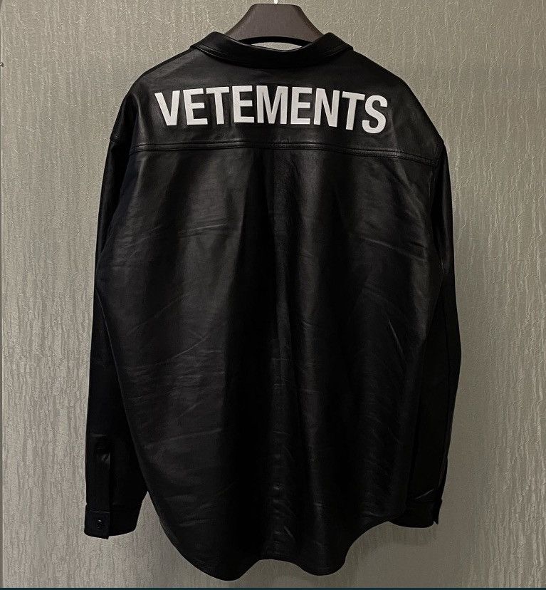 image of Vetements Leather Jacket in Black, Men's (Size Small)