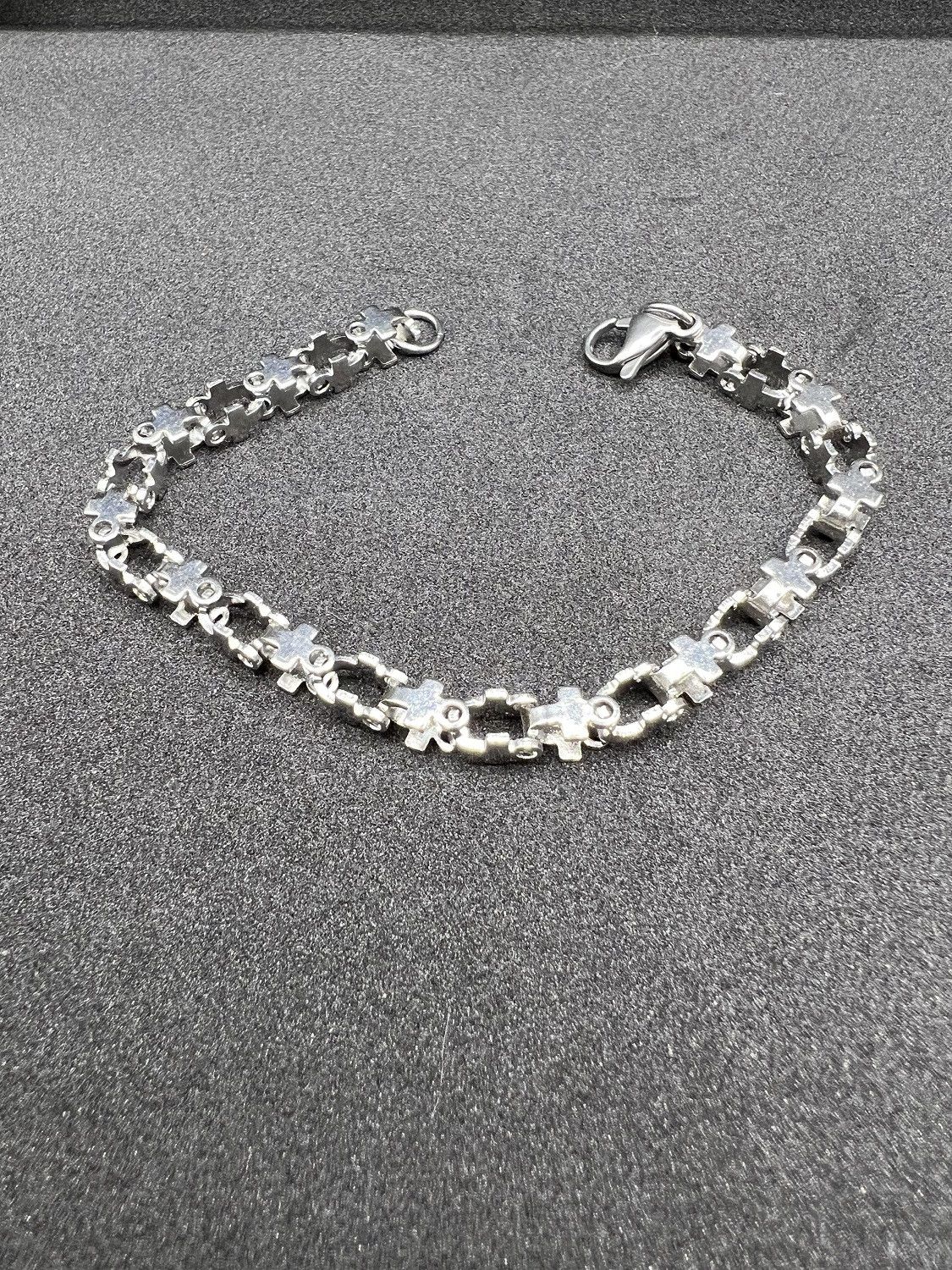 Designer Cross Chain Stainless Steel Bracelet Size ONE SIZE - 2 Thumbnail