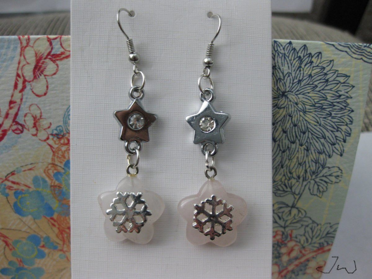 Handmade Rose quartz Star Stainless Steel Dangle Earrings Size ONE SIZE - 4 Thumbnail