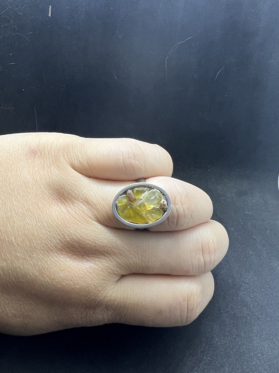 Handmade Yellow quartz stainless steel ring - size 7.75 Size ONE SIZE - 3 Thumbnail