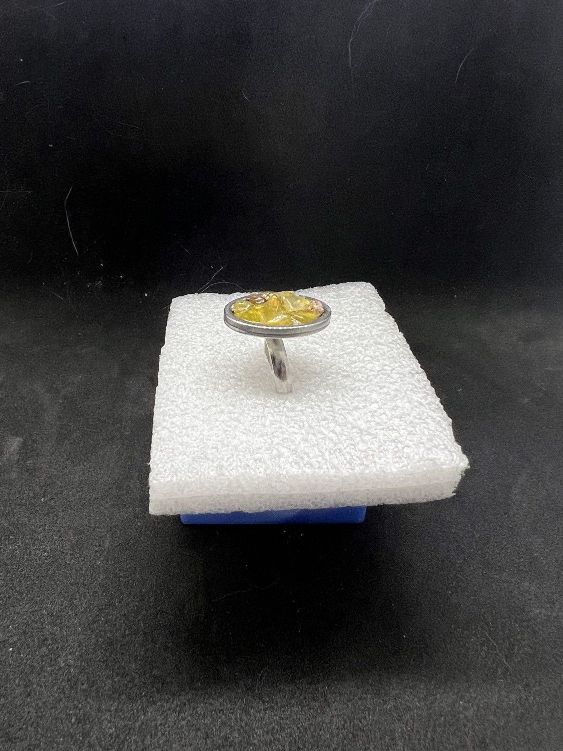 Handmade Yellow quartz stainless steel ring - size 7.75 Size ONE SIZE - 2 Thumbnail