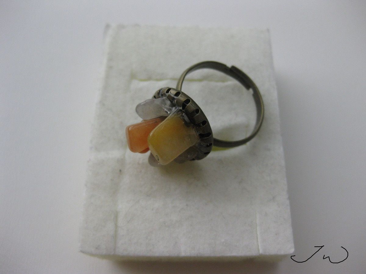 Handmade Red Quartz Chips Bronze ring Size ONE SIZE - 2 Thumbnail