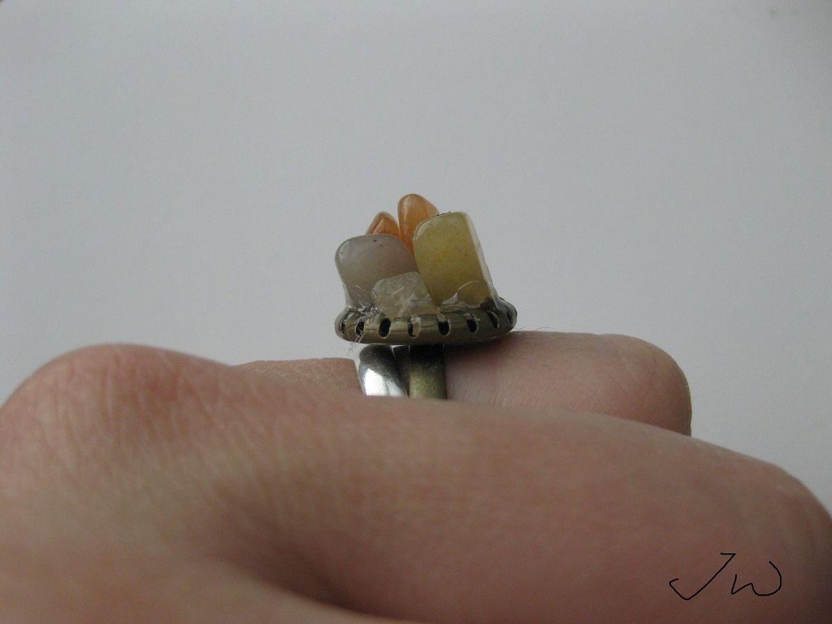 Handmade Red Quartz Chips Bronze ring Size ONE SIZE - 4 Thumbnail