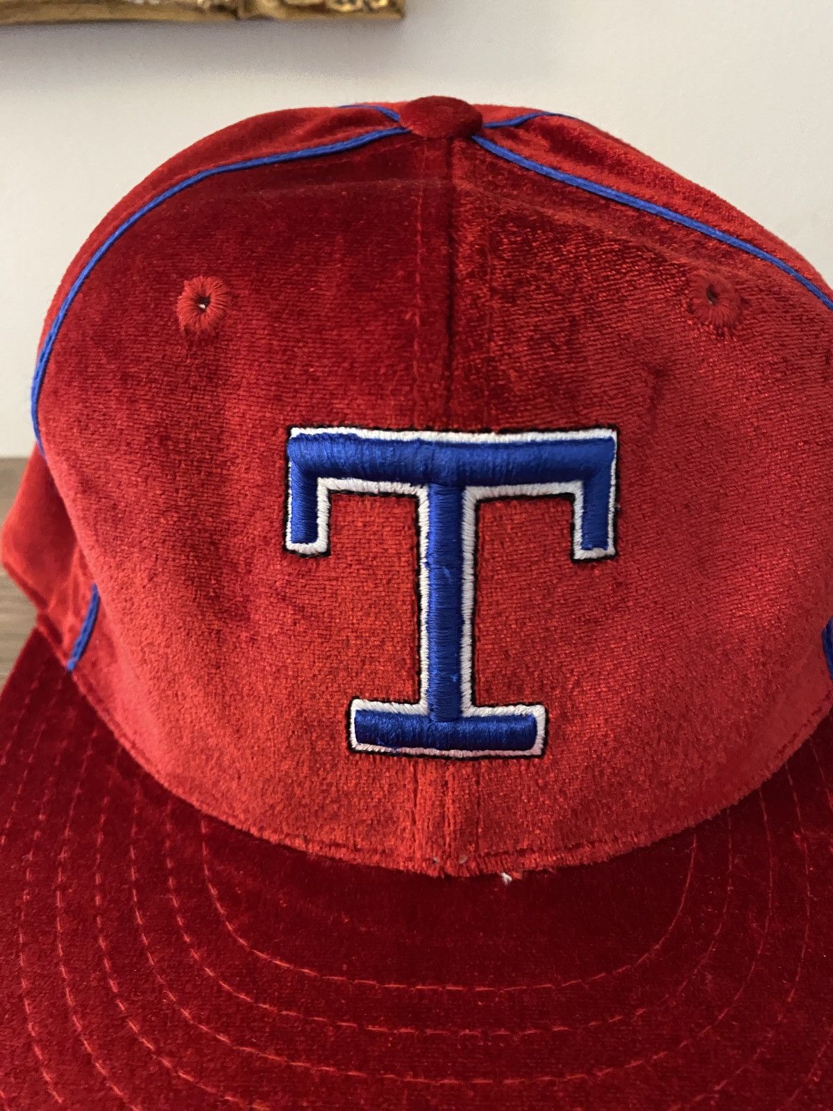 American Needle Texas Rangers American Needle Velour Fitted Hat Cap 7 1/4 Size ONE SIZE - 2 Thumbnail