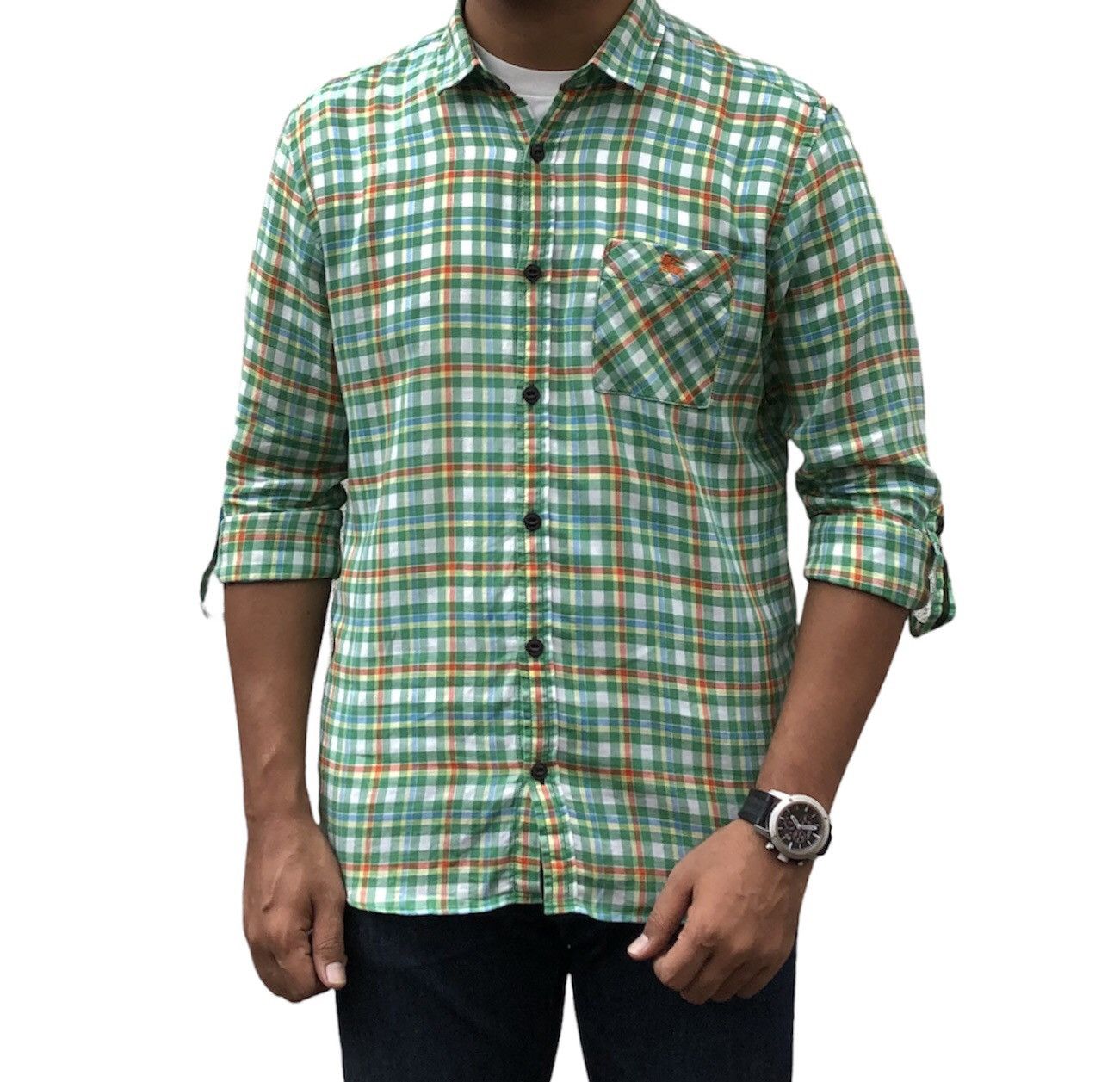 Burberry Burberry Black Label Green Check Long Sleeves Shirt Size US M / EU 48-50 / 2 - 3 Thumbnail