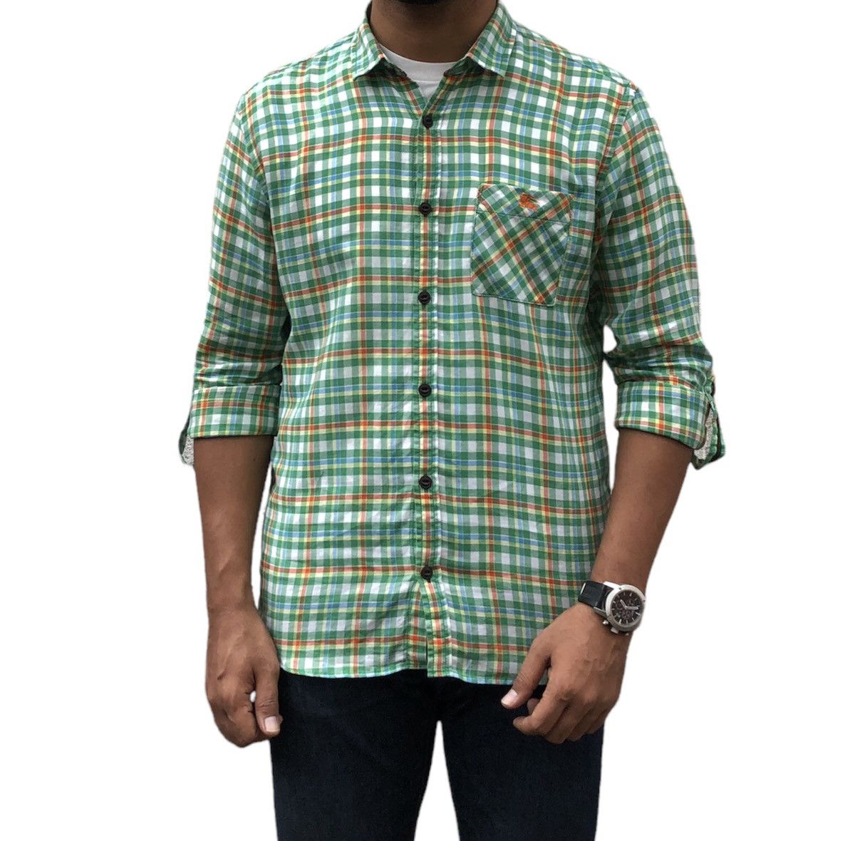 Burberry Burberry Black Label Green Check Long Sleeves Shirt Size US M / EU 48-50 / 2 - 1 Thumbnail