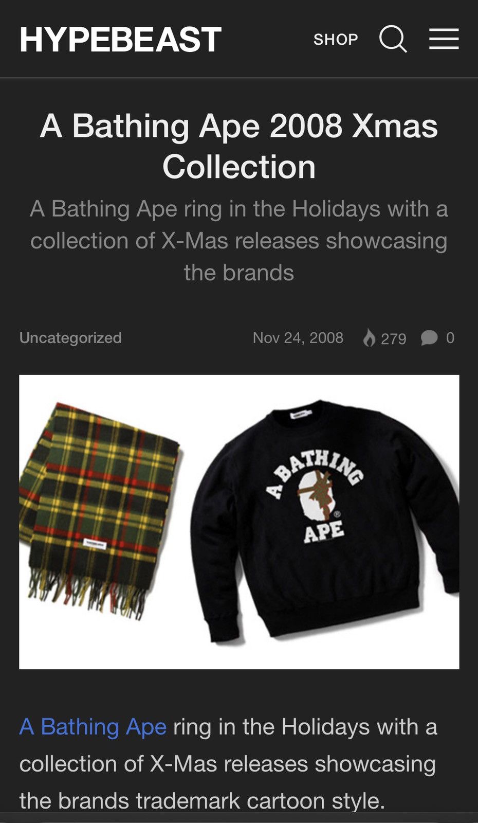 Bape Xmas Bape Check Scarf (2008) Size ONE SIZE - 2 Thumbnail