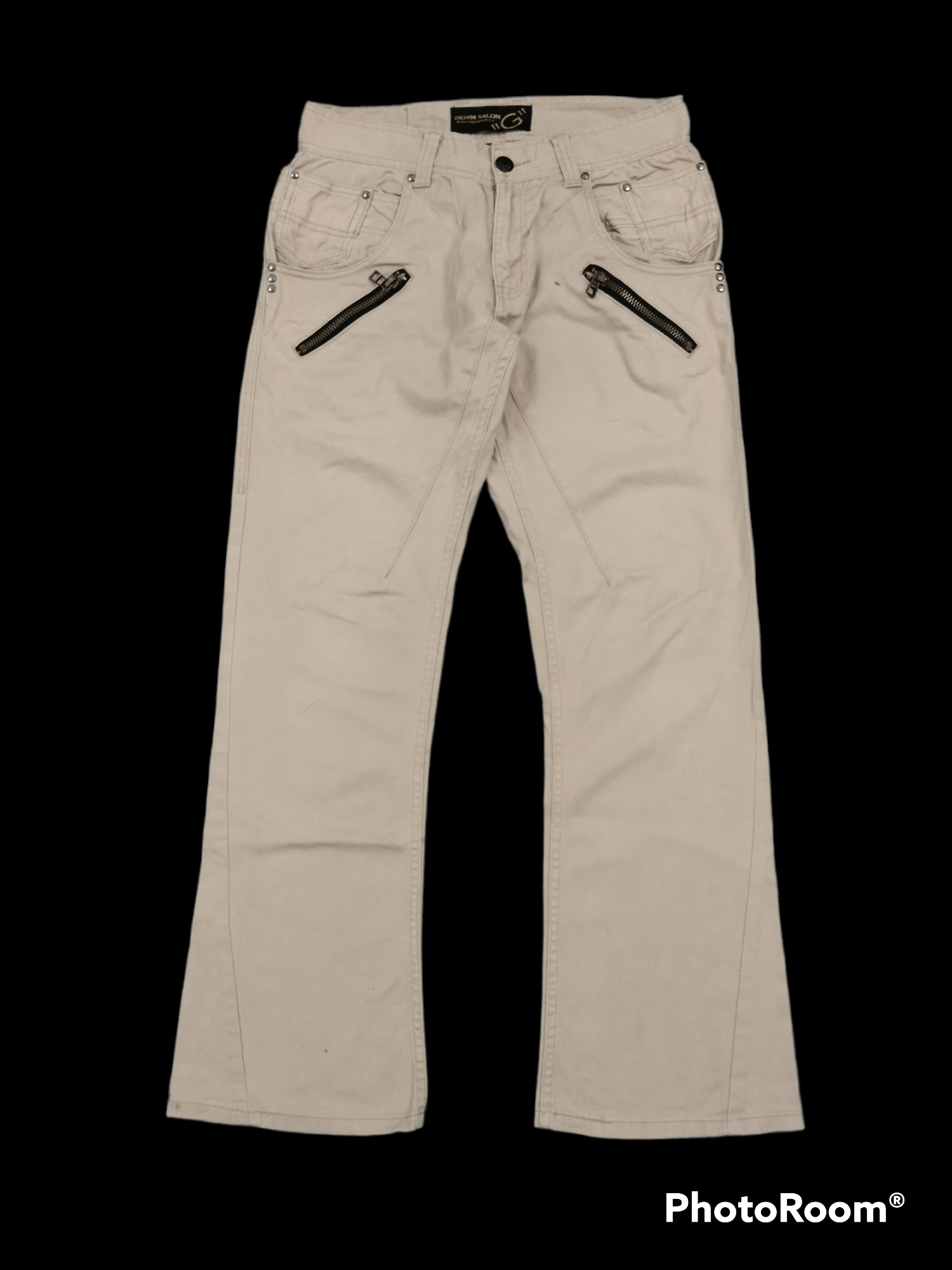 image of Avant Garde x Hype Flare Twist Double Waist Denim Salon "g" Pants in Peach, Men's (Size 31)