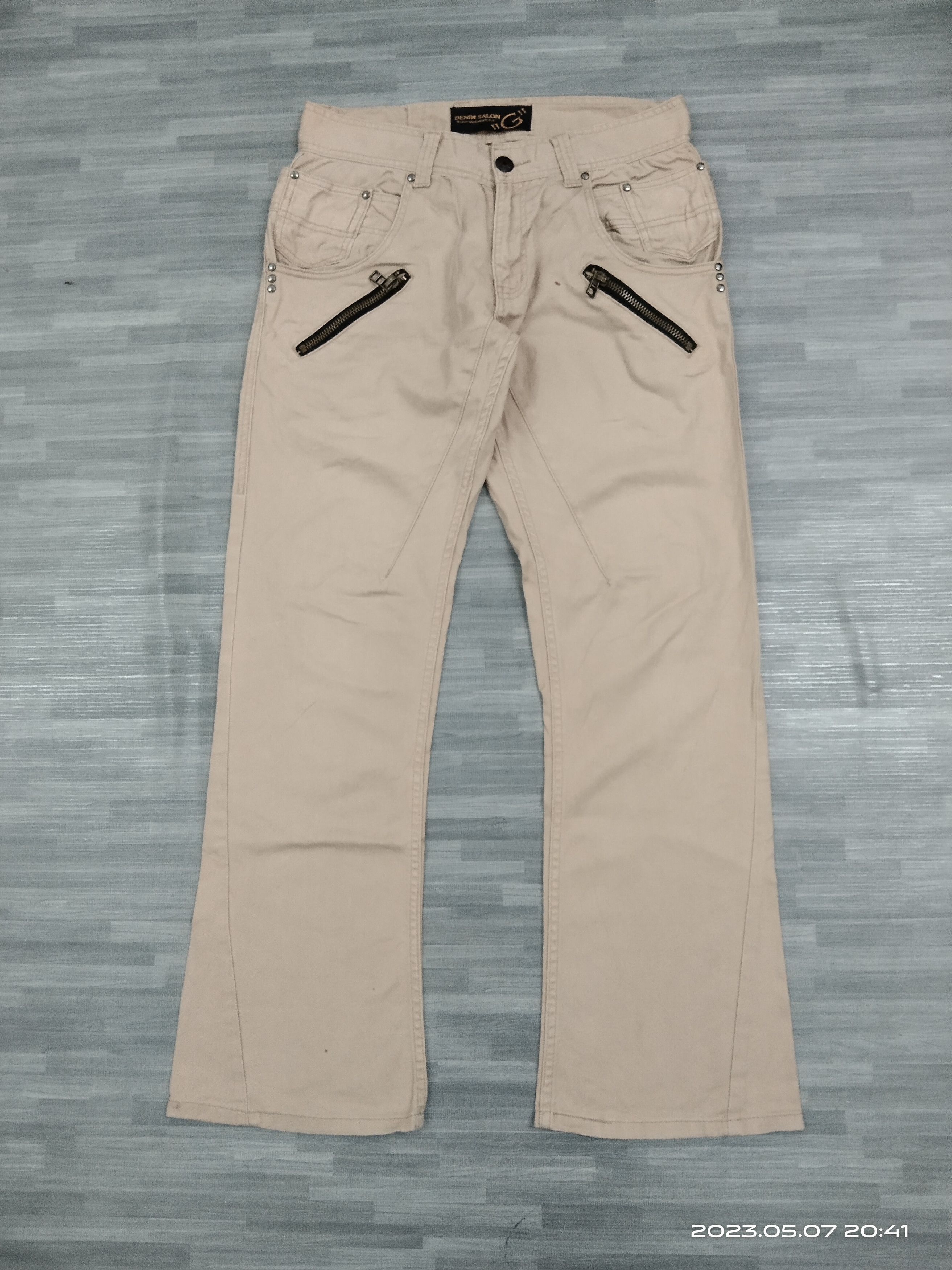 Japanese Brand FLARE TWIST DOUBLE WAIST DENIM SALON "G" PANTS Size US 31 - 2 Thumbnail