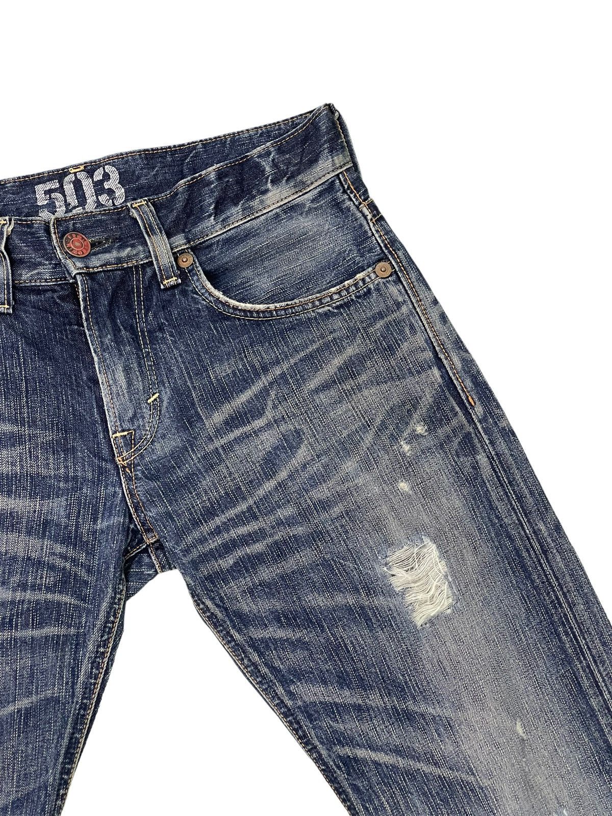 Edwin Flare Jeans Edwin Distress Denim Acid Wash Boot Cut 13🟦 Size US 31 - 9 Thumbnail