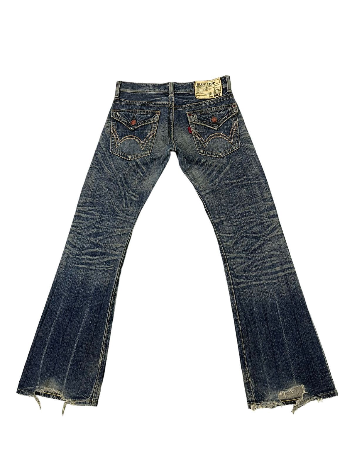 Edwin Flare Jeans Edwin Distress Denim Acid Wash Boot Cut 13🟦 Size US 31 - 11 Thumbnail